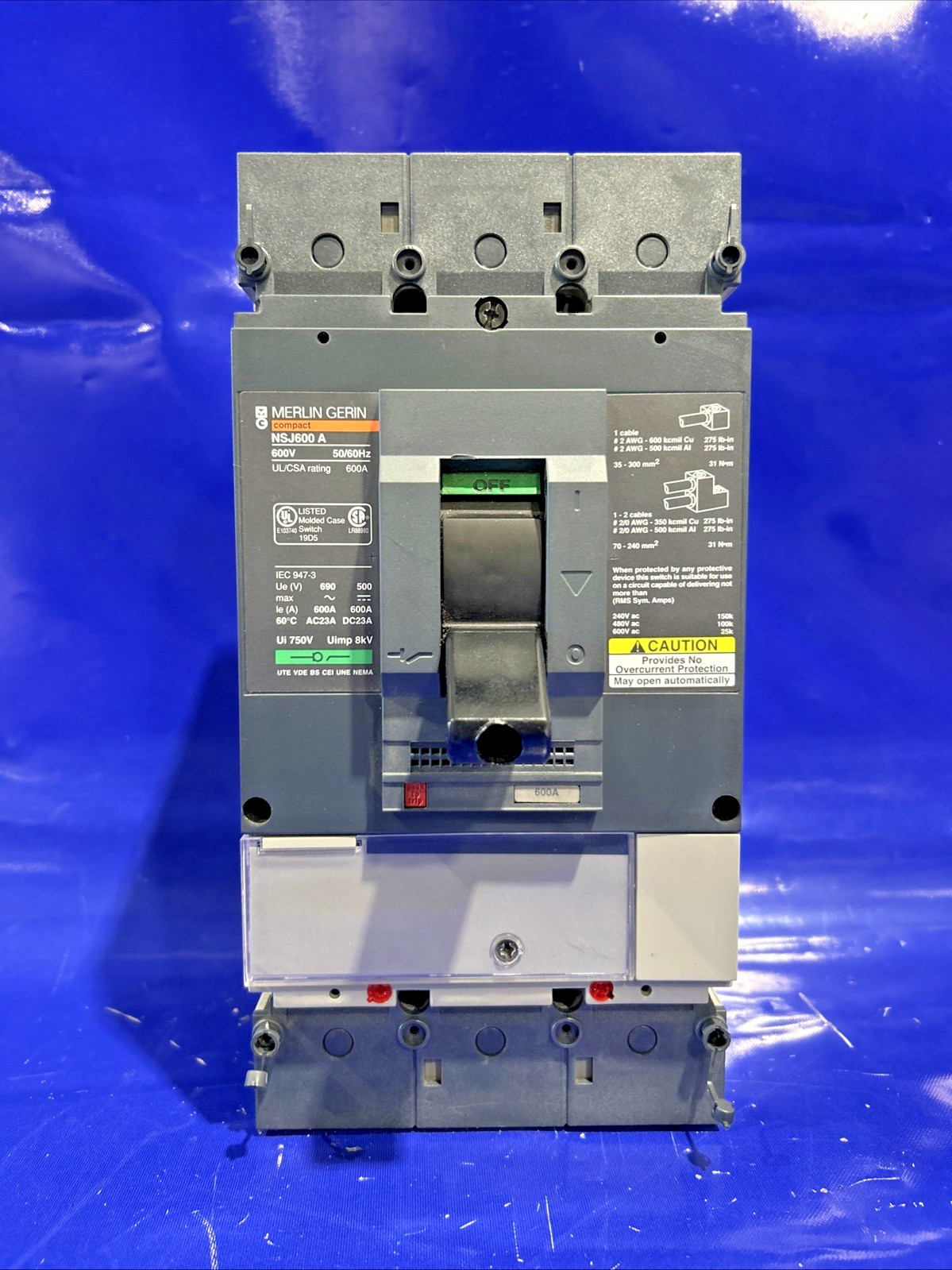 NSJ600A 600 Amp 600V 3 Pole Merlin Gerlin Circuit Breaker🟦