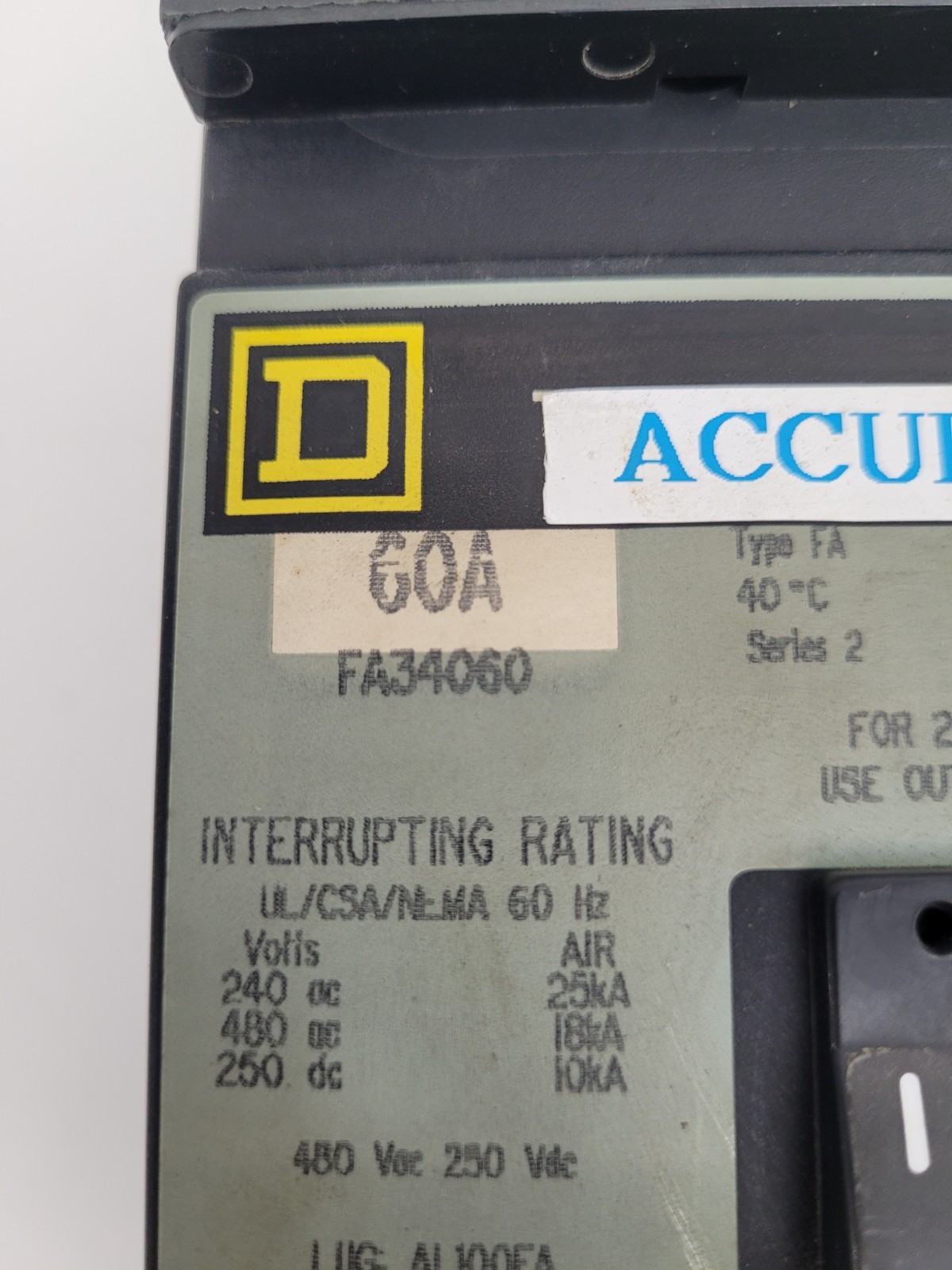 FA34060 Square D 60 Amp 480 Volt Circuit Breaker – Next Day Option