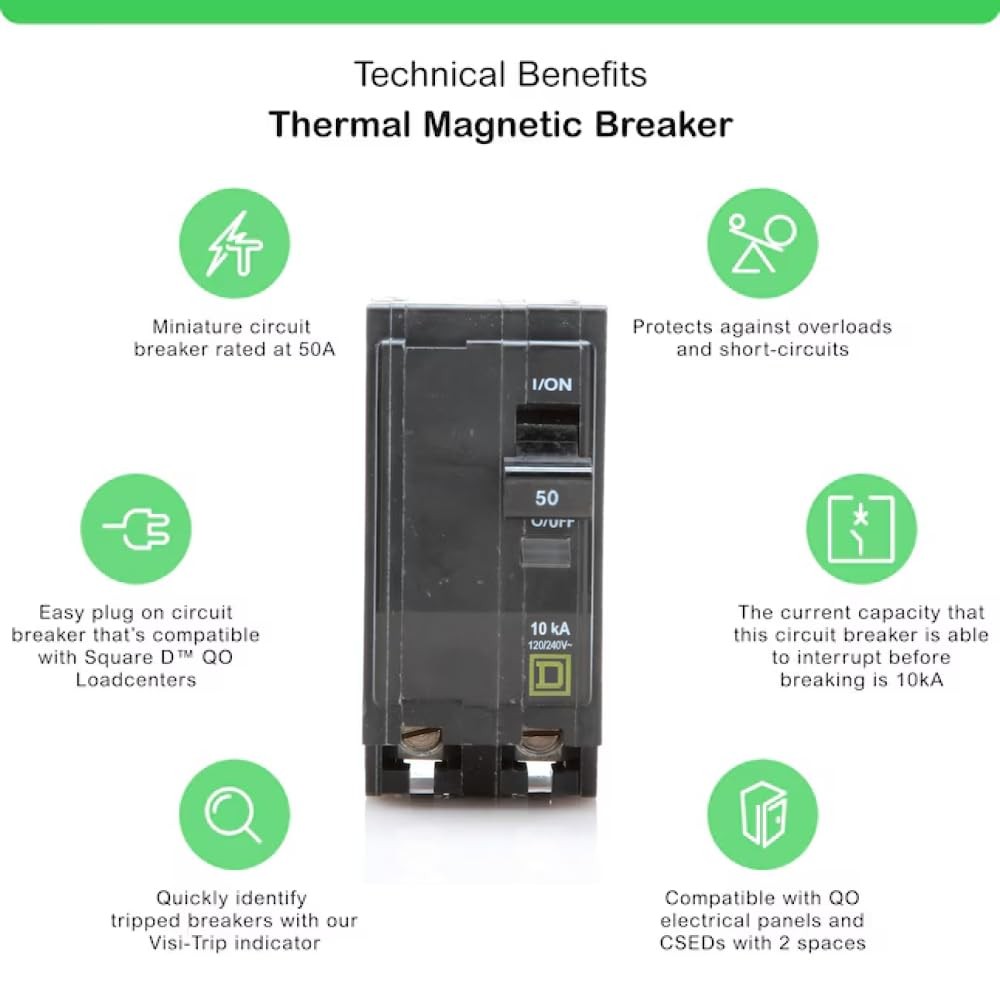 Genuine Square D QO250 Circuit Breaker Kit, 50 Amp (50A) Double Pole (2 Pole), 1
