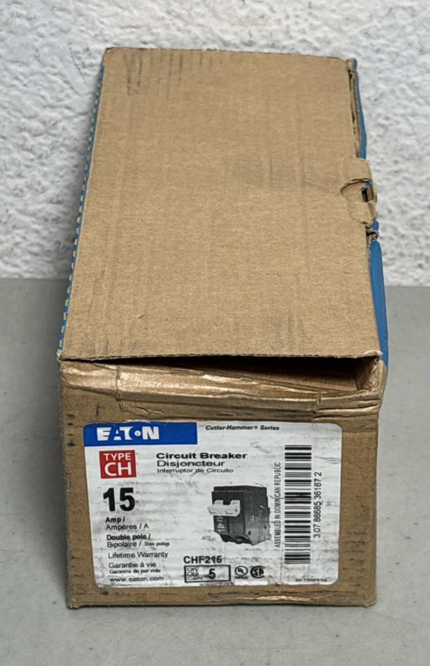 EATON CHF215 (Pack of 5) Circuit Breakers 15 AMP 2 Pole Type CH *NEW BOX OF 5*
