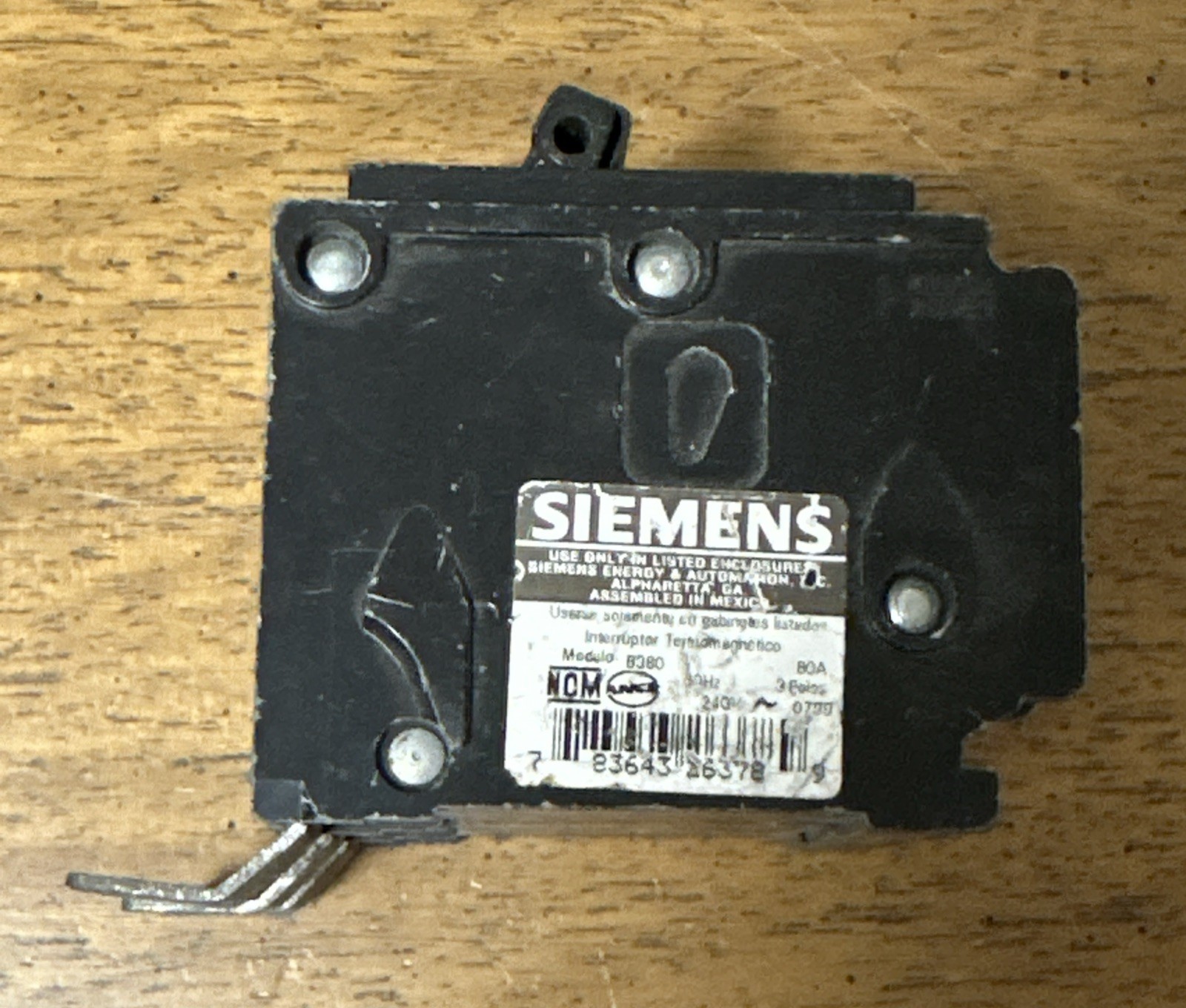 SIEMENS B380 3 POLE 80A 240V Type BL Bolt On Circuit Breaker