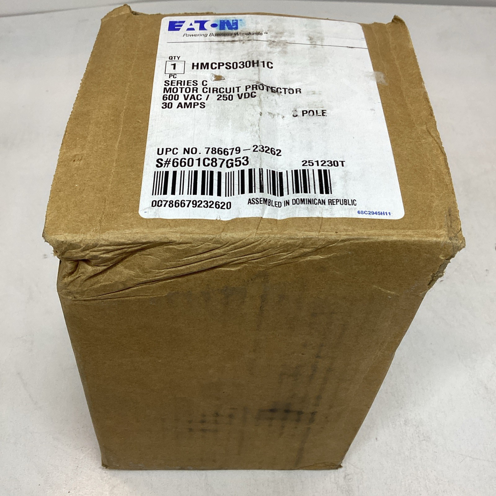 Eaton HMCPS030H1C Molded Case Circuit Breaker Feed Thru 30Amp 3 Pole 600 Vault