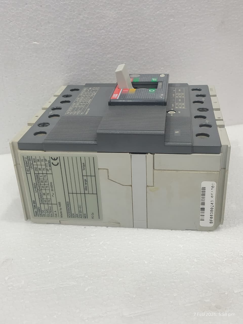 ABB SACE TMAX T3 N 250 1SDA051306R1 4 Pole 250Amp CIRCUIT BREAKER