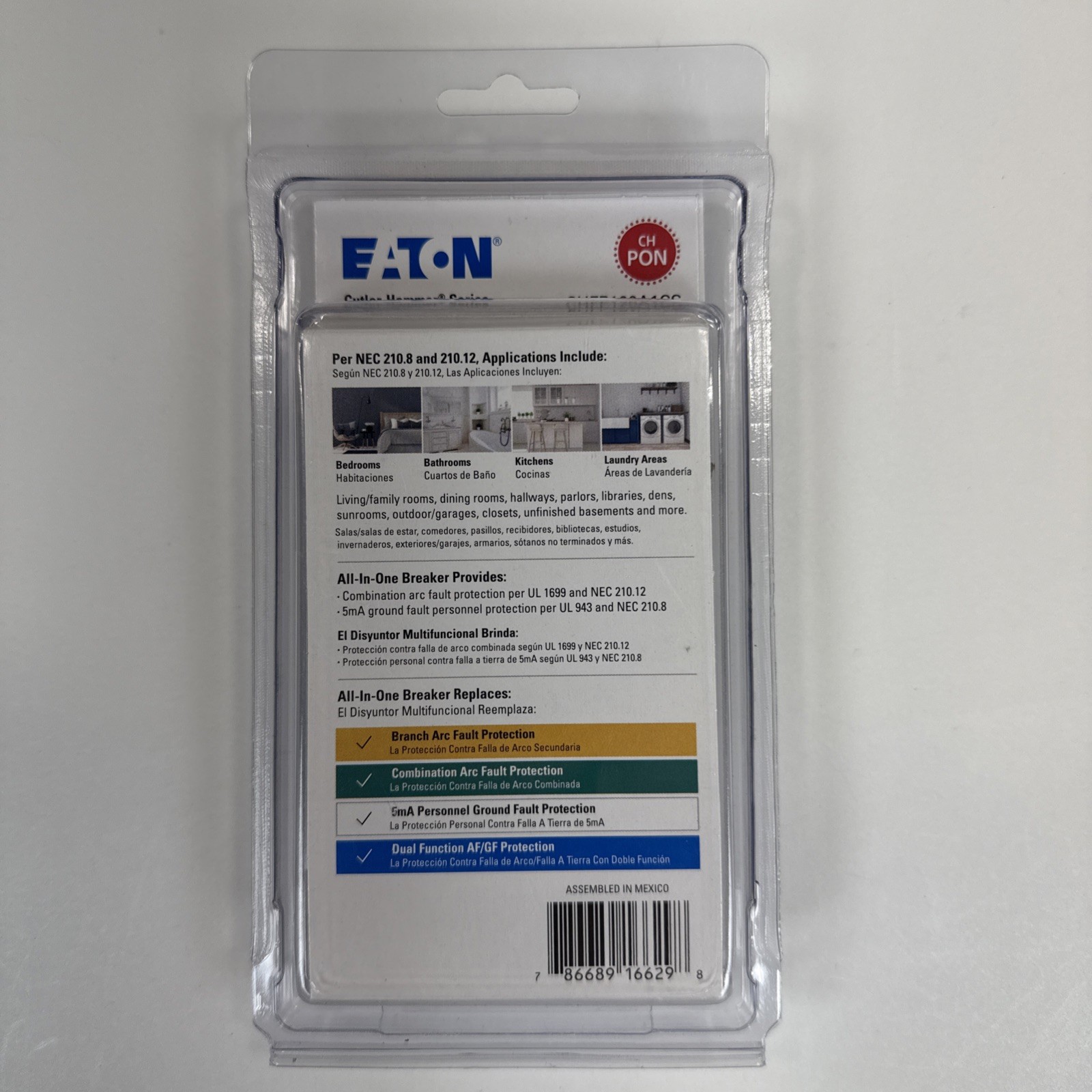 Eaton CHFP120A1CS 20A Single Pole AFCI/GFCI Plug On Neutral Circuit Breaker