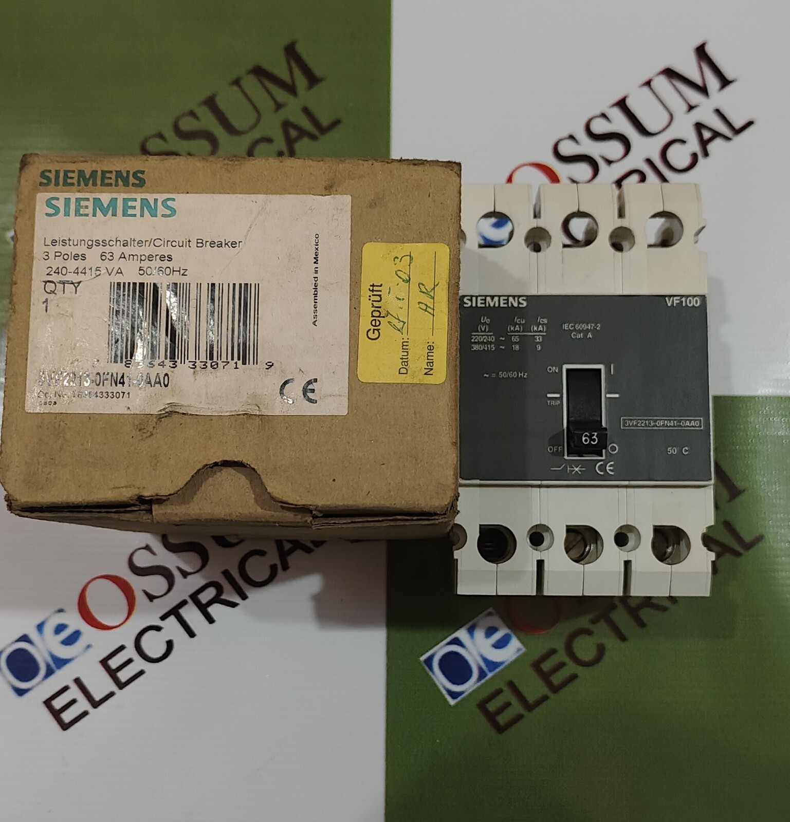 SIEMENS 3VF2213-0FN41-0AA0 CIRCUIT BREAKER 63A 220VAC 65KA FREE FAST SHIPPING