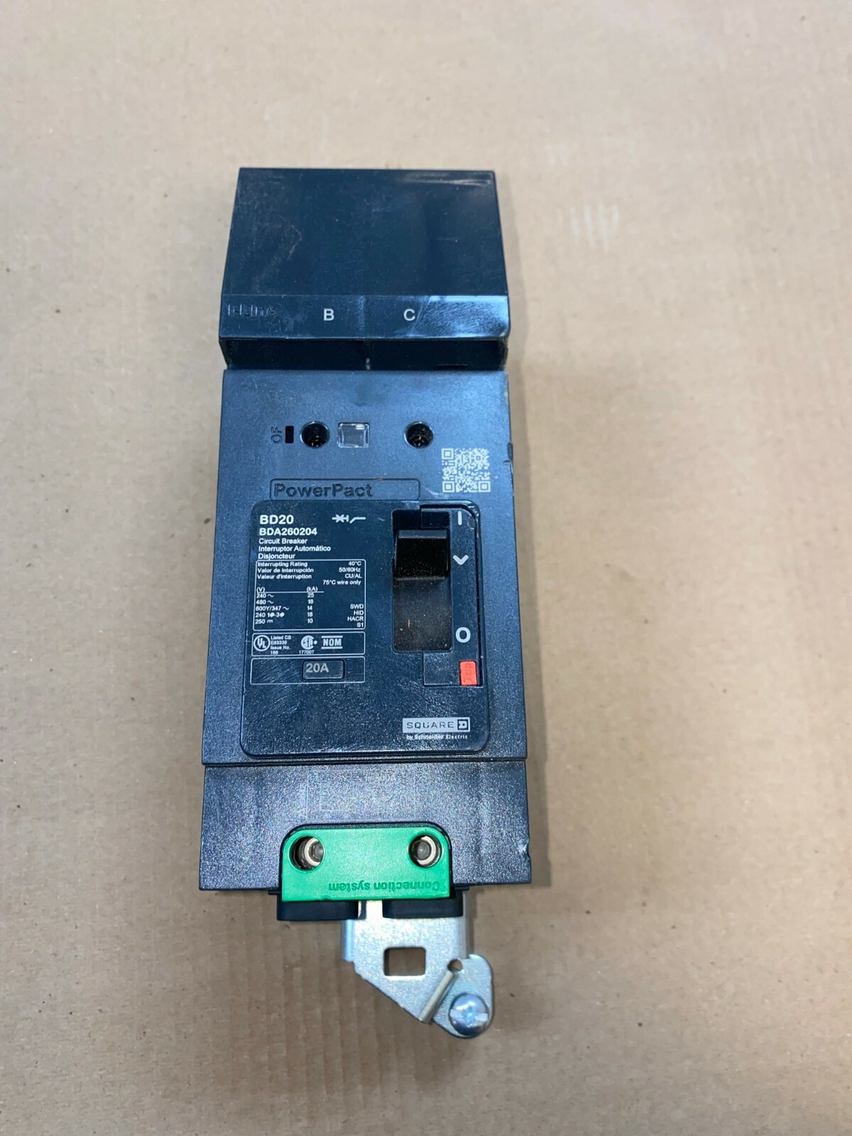 New Square D BDA BDA260204 2 POLE 20 AMP 600V BC PHASE CIRCUIT BREAKER NNB