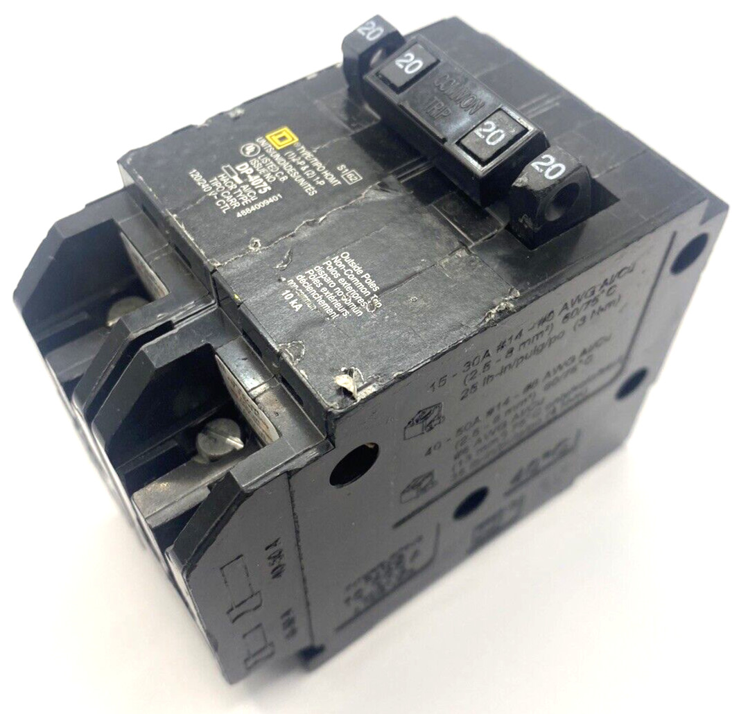 Square D Homeline HOMT2020220 Quad Two 1 Pole 20 Amp One 2P 20A Plug In Breaker