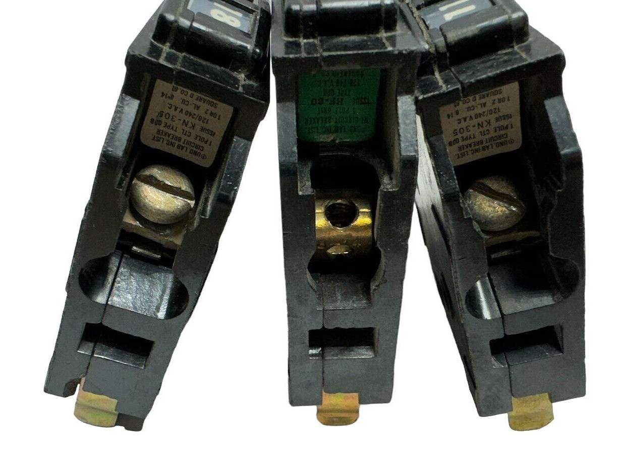 (Pack of 3) Square D QOB120 Circuit Breaker 1-Pole, 20A, 120/240V, Type QOB