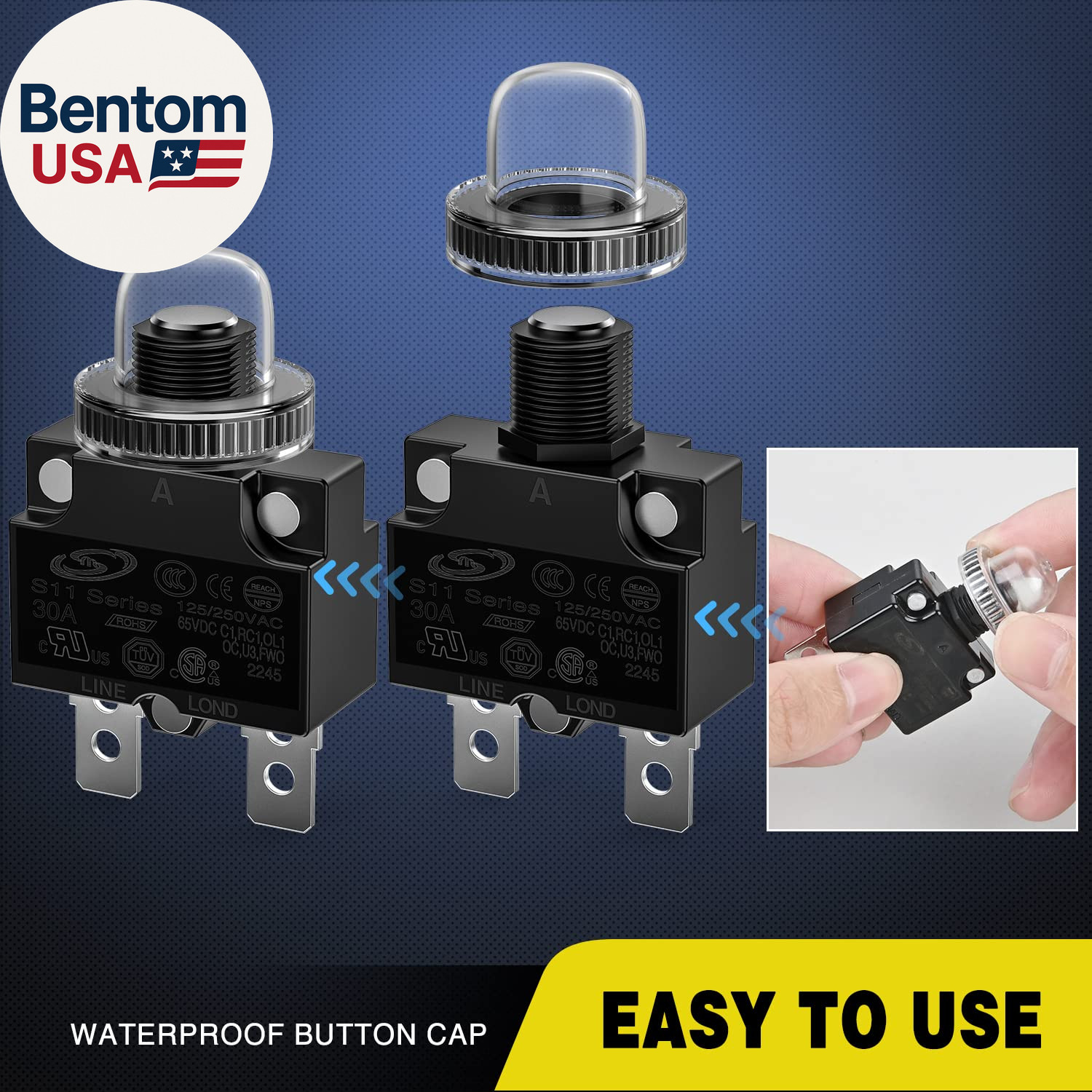 5PCS Thermal Circuit Breaker 5A 10A 15A 20A 30A 125/250V AC 65V DC Push Button M