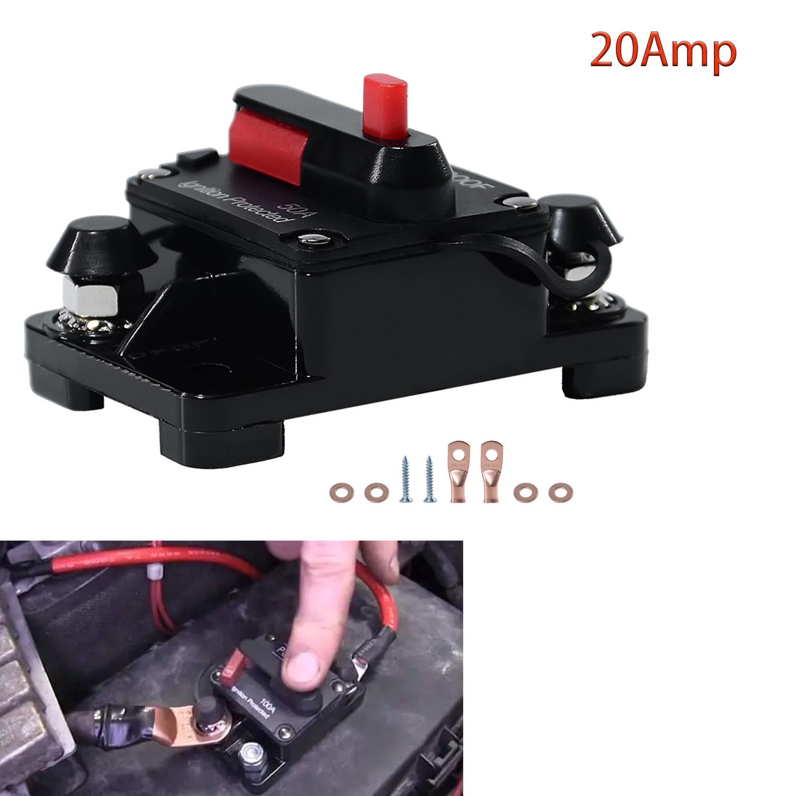 20Amp Circuit Breaker Audio Fuse 12V-48V DC Car Boat Manual Reset Switch