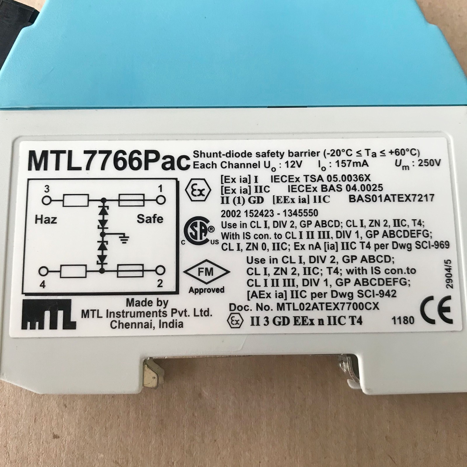 MTL INSTRUMENTS MTL7766PAC SHUNT DIODE SAFETY BARRIER