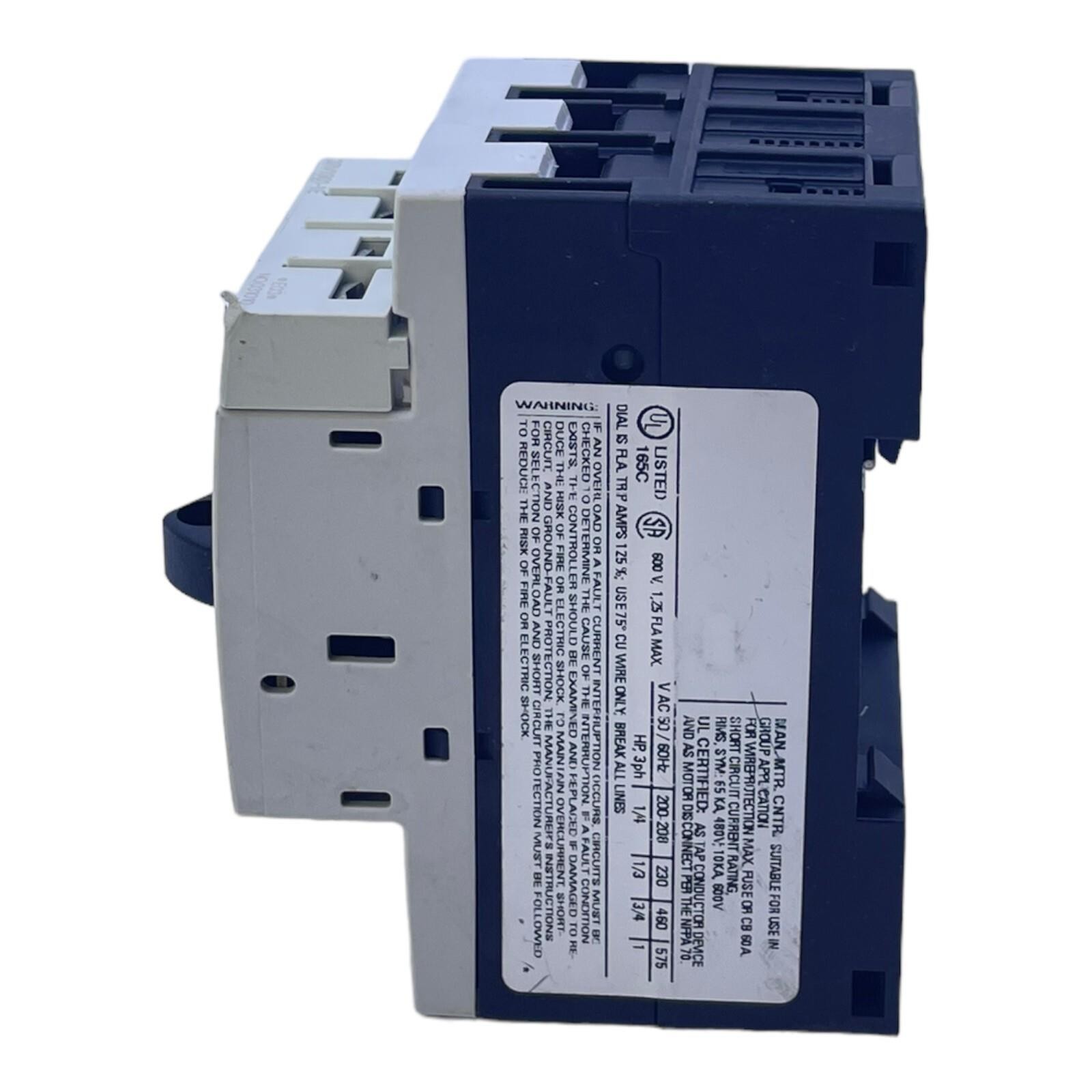 Siemens 3RV1011-0KA15 Circuit Breaker 0.9-1.25A 690VAC IP20 Power Switch