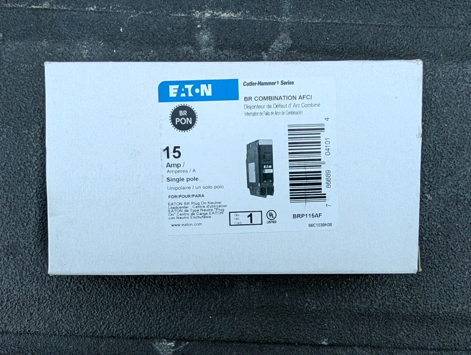 Eaton 15A Arc Fault: BRP115AF Circuit Breaker