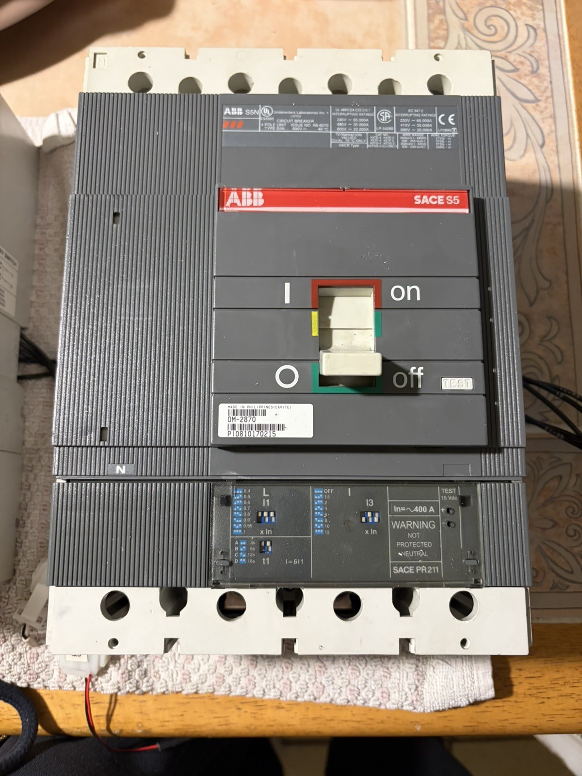 A Set of Two Breaker ABB SACE S5 S5N PR211 Breaker 4 Pole 400A Amp600V AD-9312