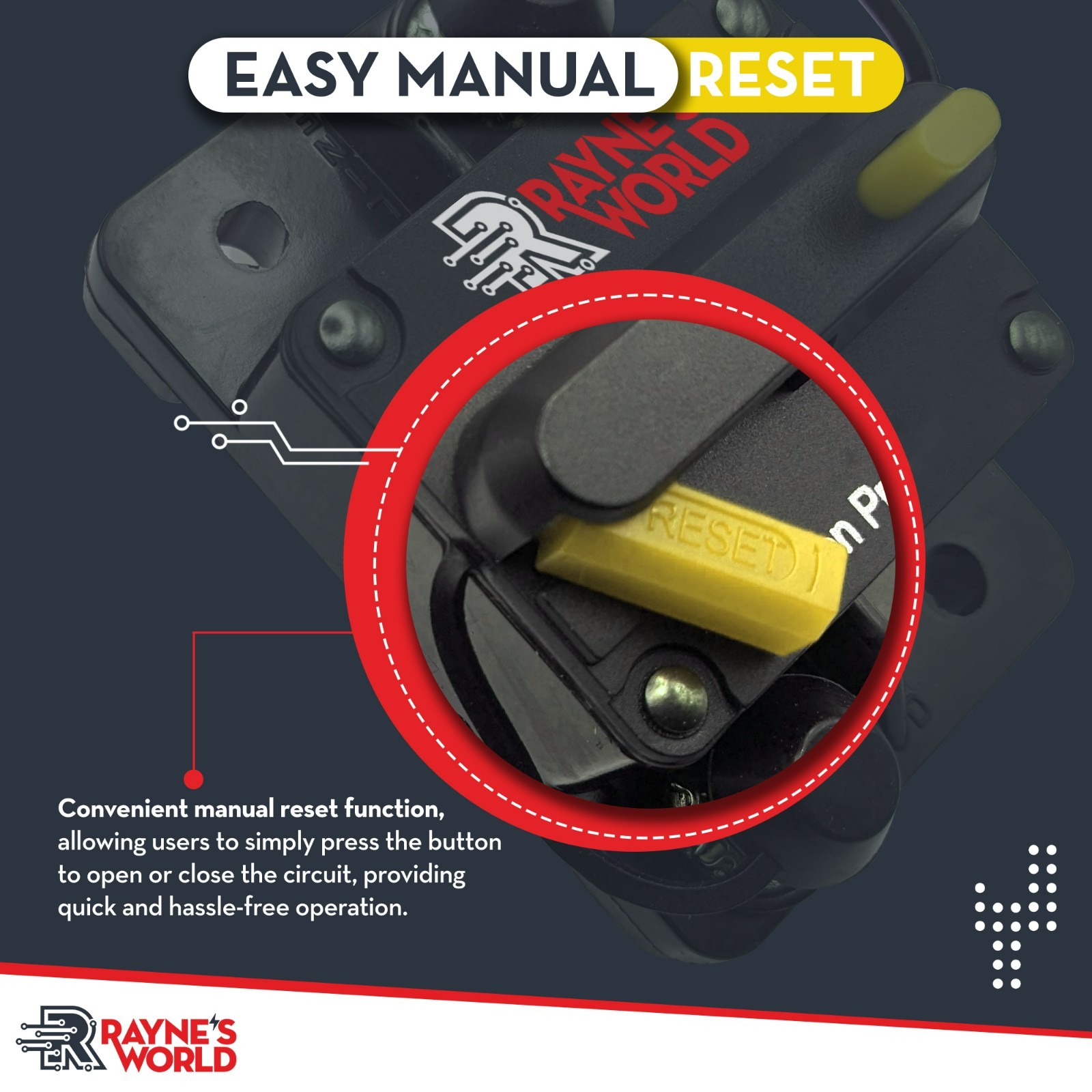 70 Amp Waterproof Yellow Circuit Breaker Auto/Marine/Solar 12-48V DC Manual Rese