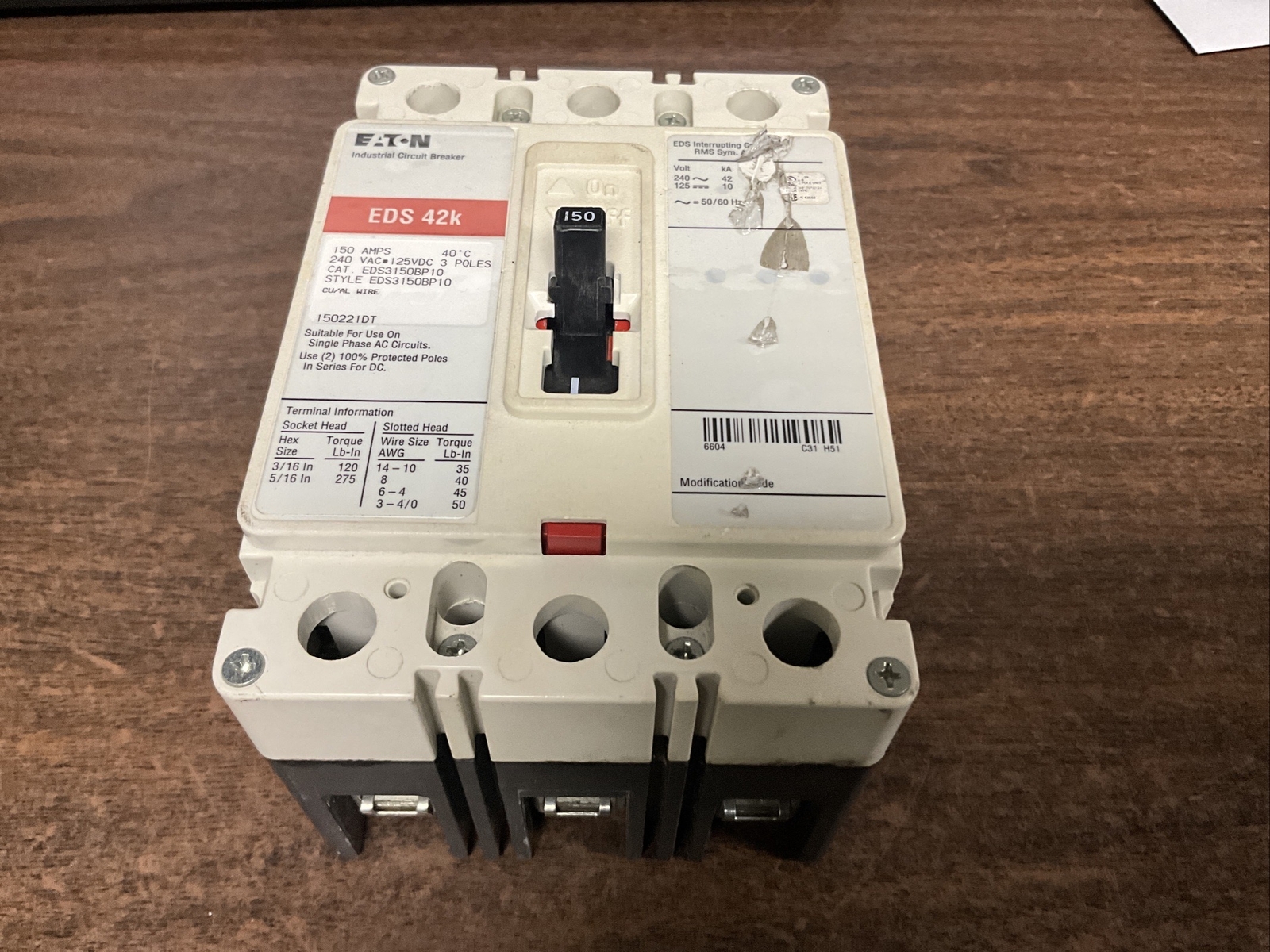 Eaton Circuit Breaker 150A 240V | EDS 42K |