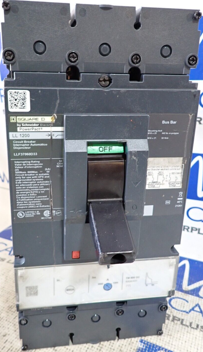 Square D Circuit Breaker LLF37060D33 500V 50kA LL1200 PowerPact TESTED