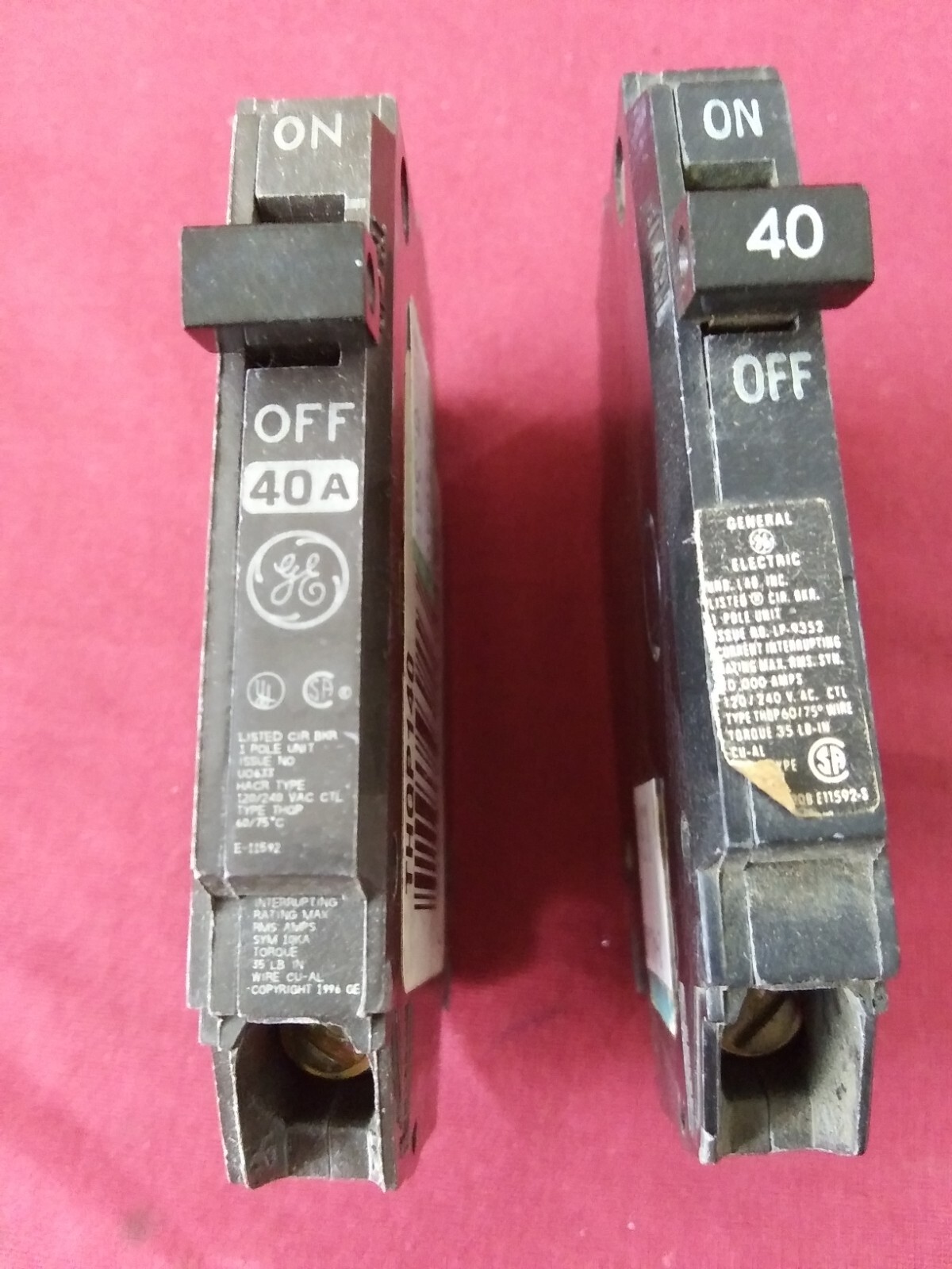 GE THQP 40 SINGLE POLE BREAKER 40AMP GE 1/2″ WIDE *2-4040