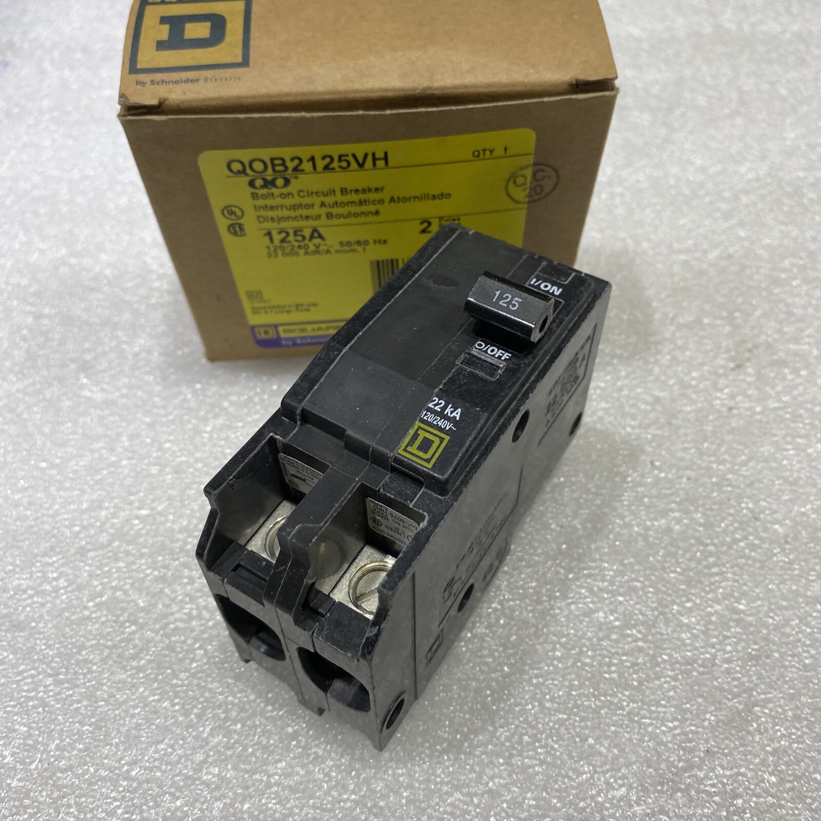 QO2125VH SQUARE D 2 POLE 125AMP 240V 22KA CIRCUIT BREAKER NEW