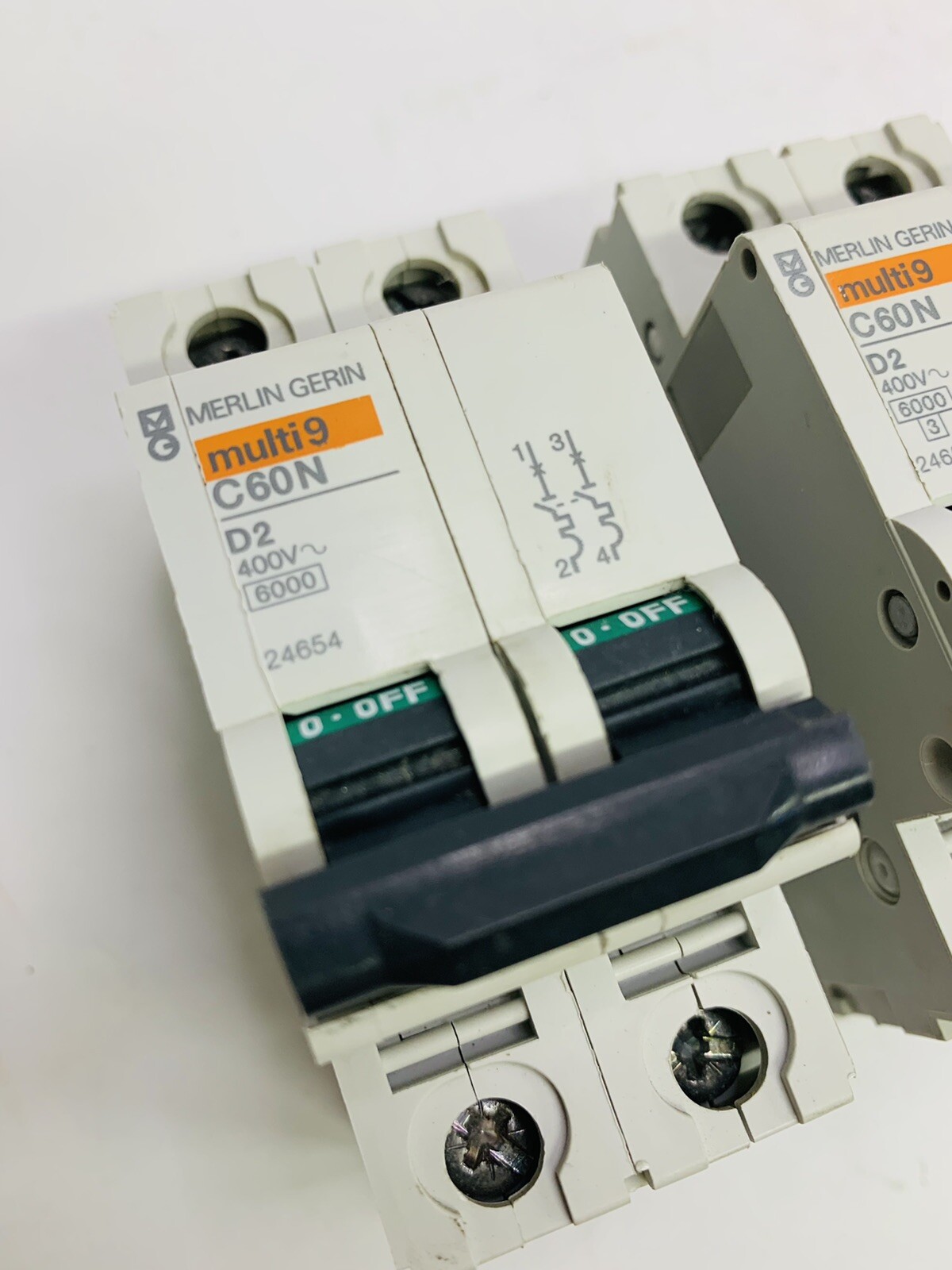 Merlin Gerin Multi9 (2-PACK) C60N D2 Amp 2 Pole Circuit Breaker **CLEAN**