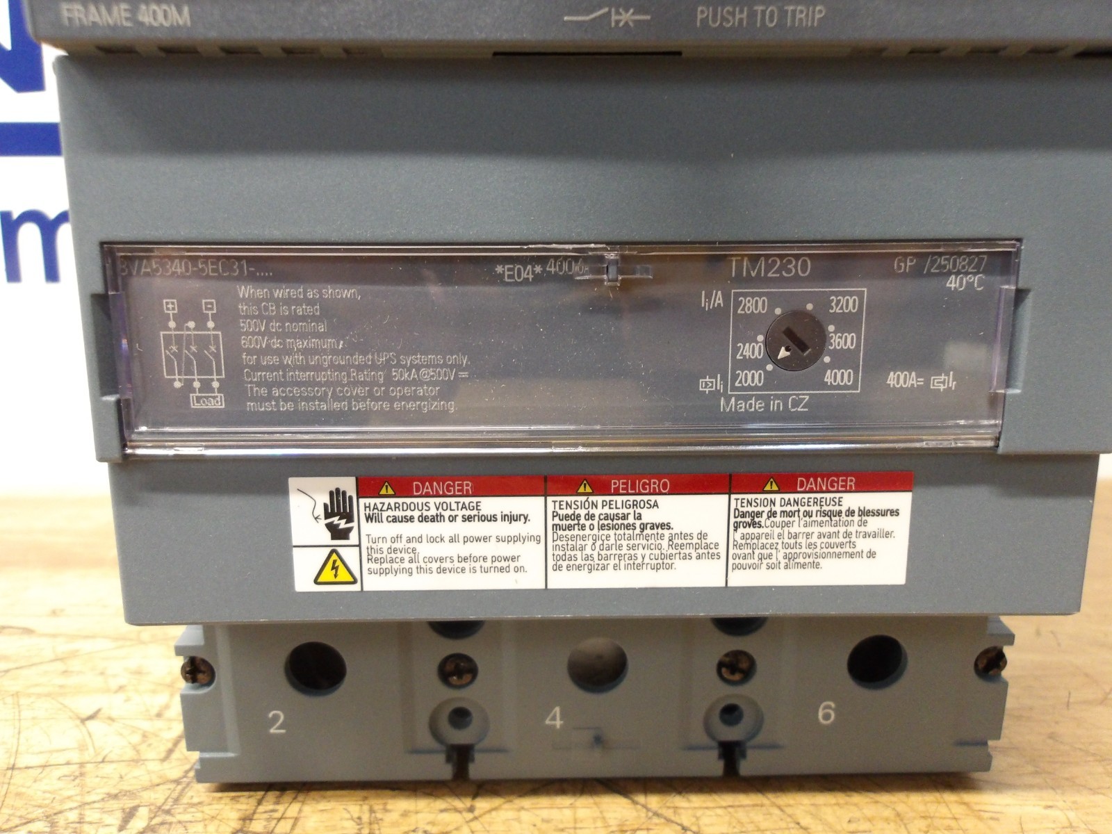 SIEMENS 400 AMP BREAKER 3VA5340-5EC31-0AA0, #11251220G NIB