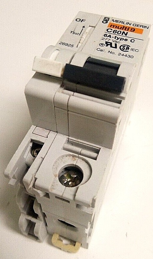 Merlin Gerin 24430 Multi 9 C60N Type C 6A 277V Circuit Breaker w/Auxillary 26925