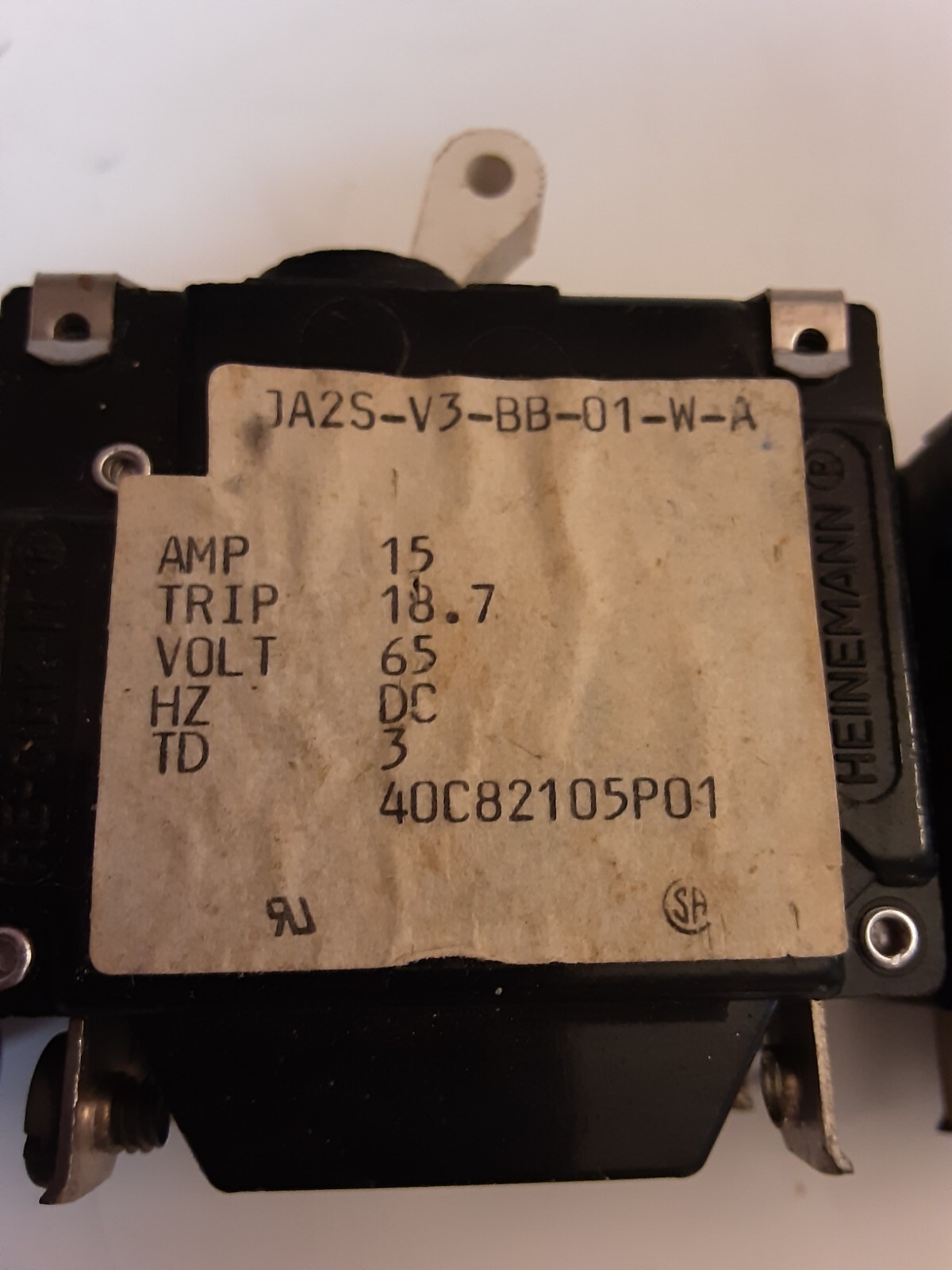 Heinemann Lot Of 3 Circuit Breaker JA25-V3-BB-01-W-A 15 amp 65V