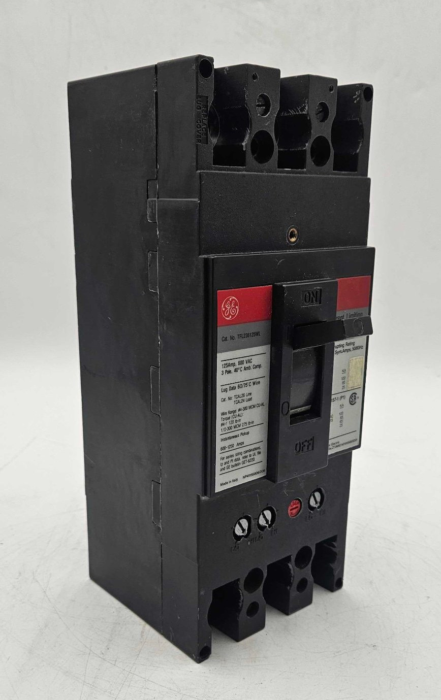 GE TFL236125WL Circuit Breaker 125A 3P 600V 3PH TFL 125 Amp 3 Pole
