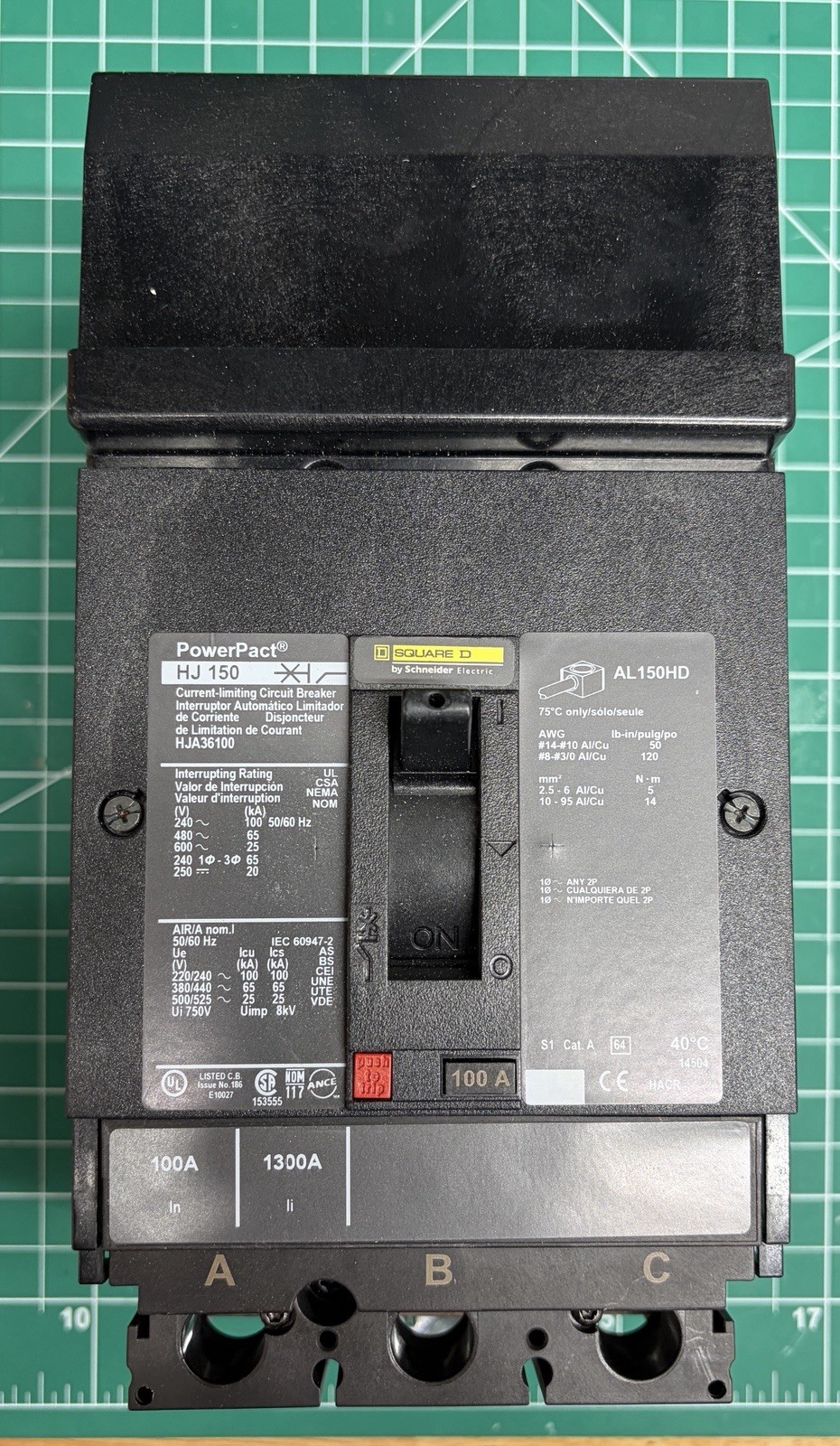 New- Square D – HJA36100 – Molded Case Circuit Breaker – 100A, 3-Pole No Box