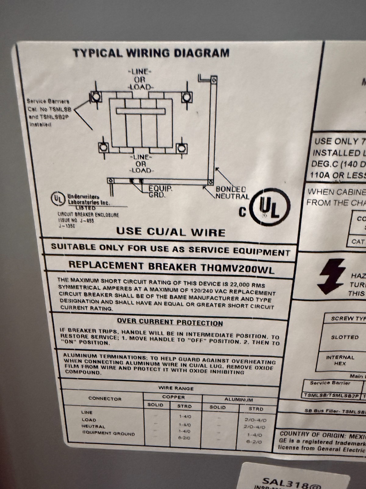 GE Outdoor Circuit Breaker 200 Amp Surface Outdoor Enclosed THQMV200NREP