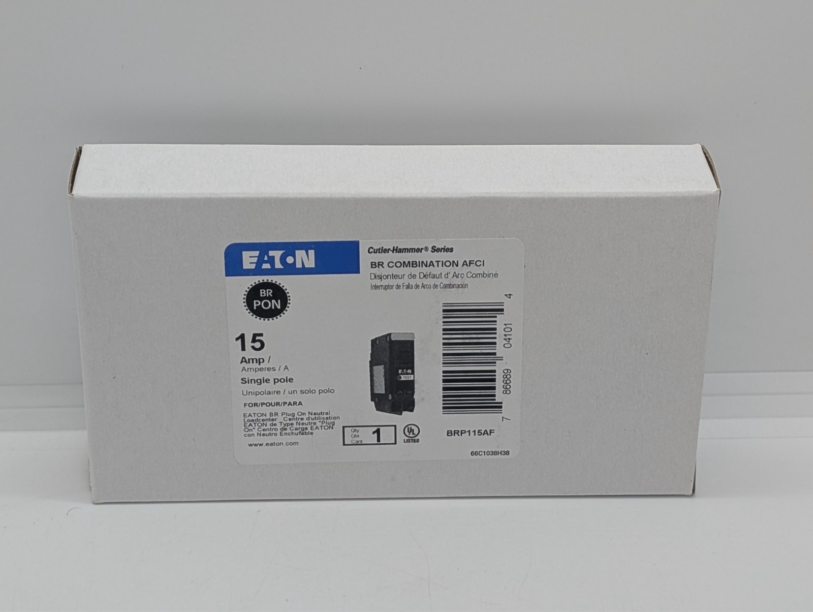 Eaton BRP115AF 120/240V 15A Single Phase Circuit Breaker – NEW IN BOX!