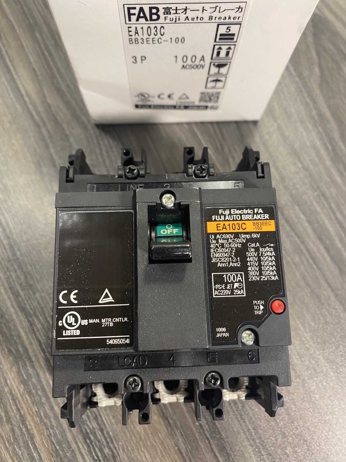 for Fuji Electric EA103C 100A Thermal Magnetic Circuit Breaker 3-P 690VAC -USA