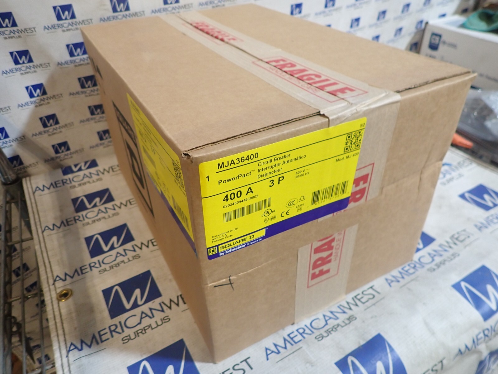 New in box SQUARE D MJA36400 400 amp 600v PowerPact I line Breaker 65kA@480v