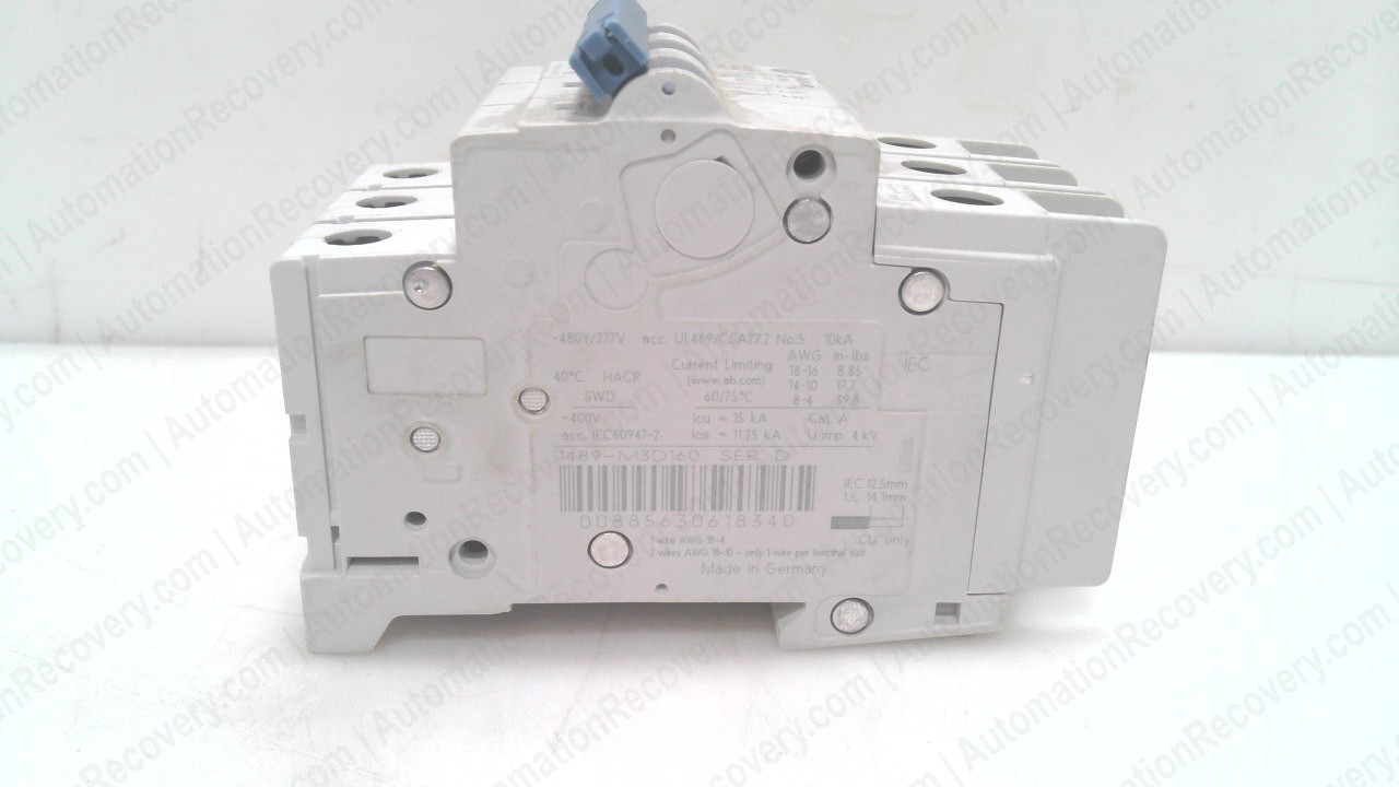 ALLEN BRADLEY 1489-M3D160 SERIES D, MINIATURE CIRCUIT BREAKER #345221