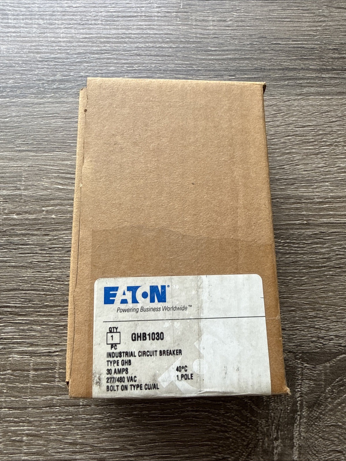 Eaton GHB1030 1-Pole 30A Circuit Breaker, 277/480V AC Industrial