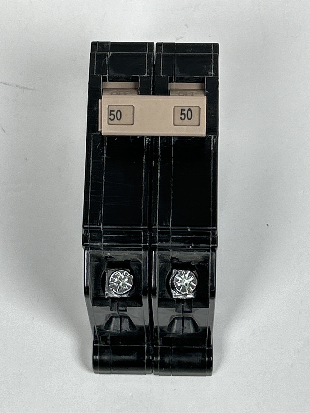 Circuit Breaker 50 Amp 2 Pole Electrical Unbranded Black Plastic/Metal Open Box