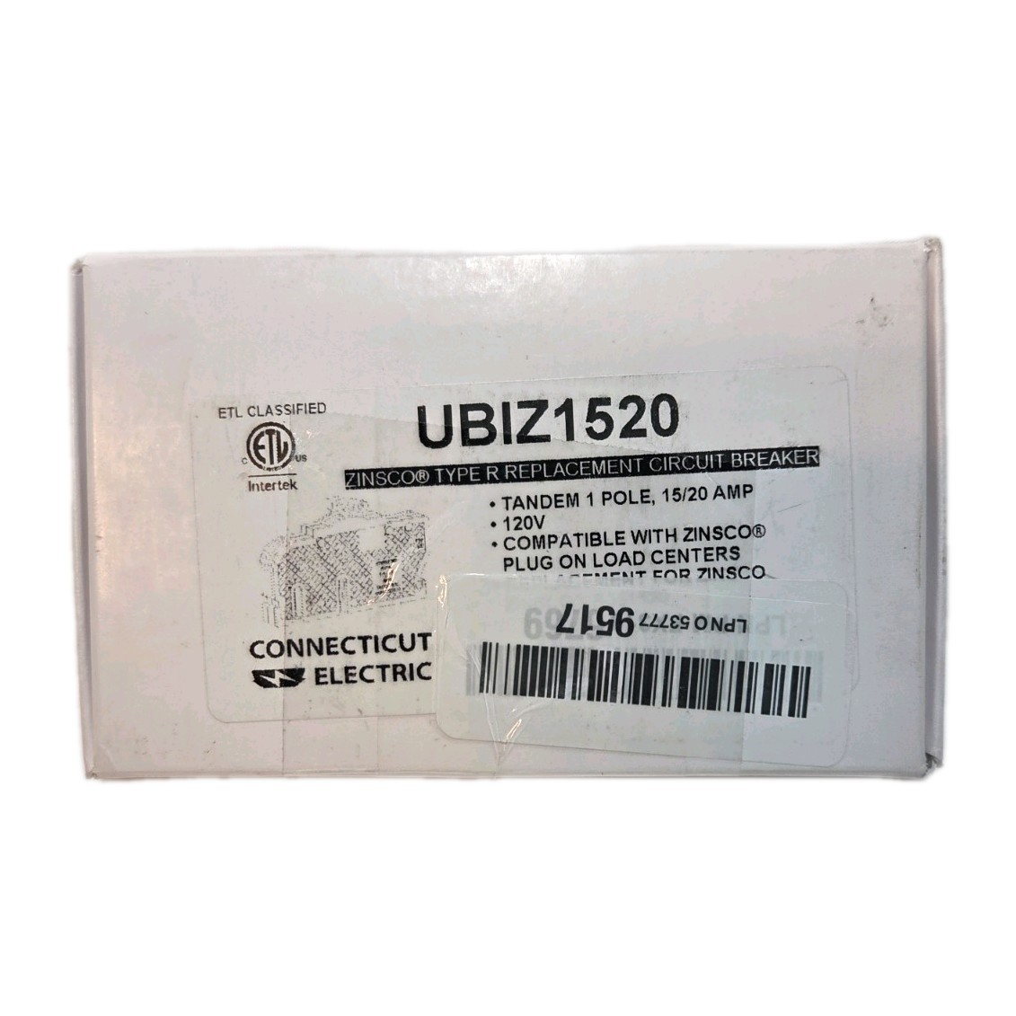 UBIZ1520 Zinsco 20A/15 A 2-Pole Replacement Circuit Breaker Connecticut Electric