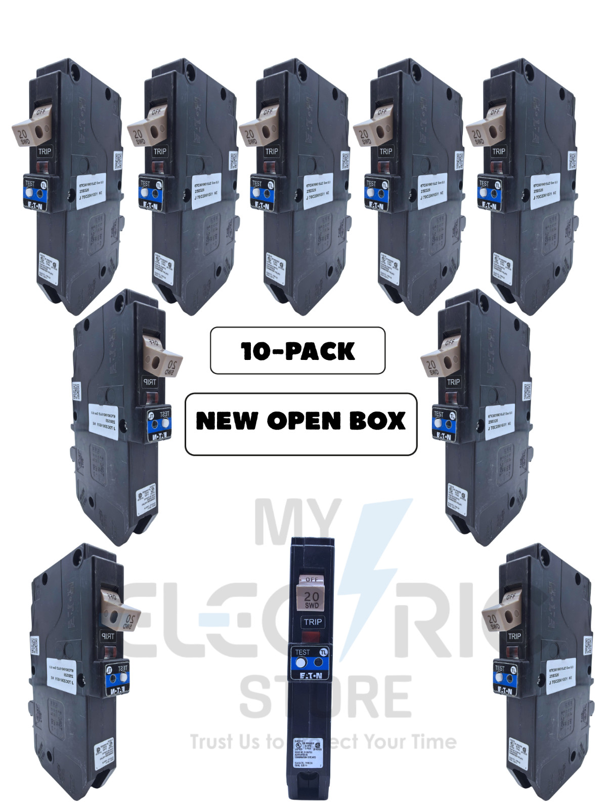 Eaton CHFP120DF 20A 1-Pole Dual AFCI GFCI Plug-On Breaker 10-Pack Open Box