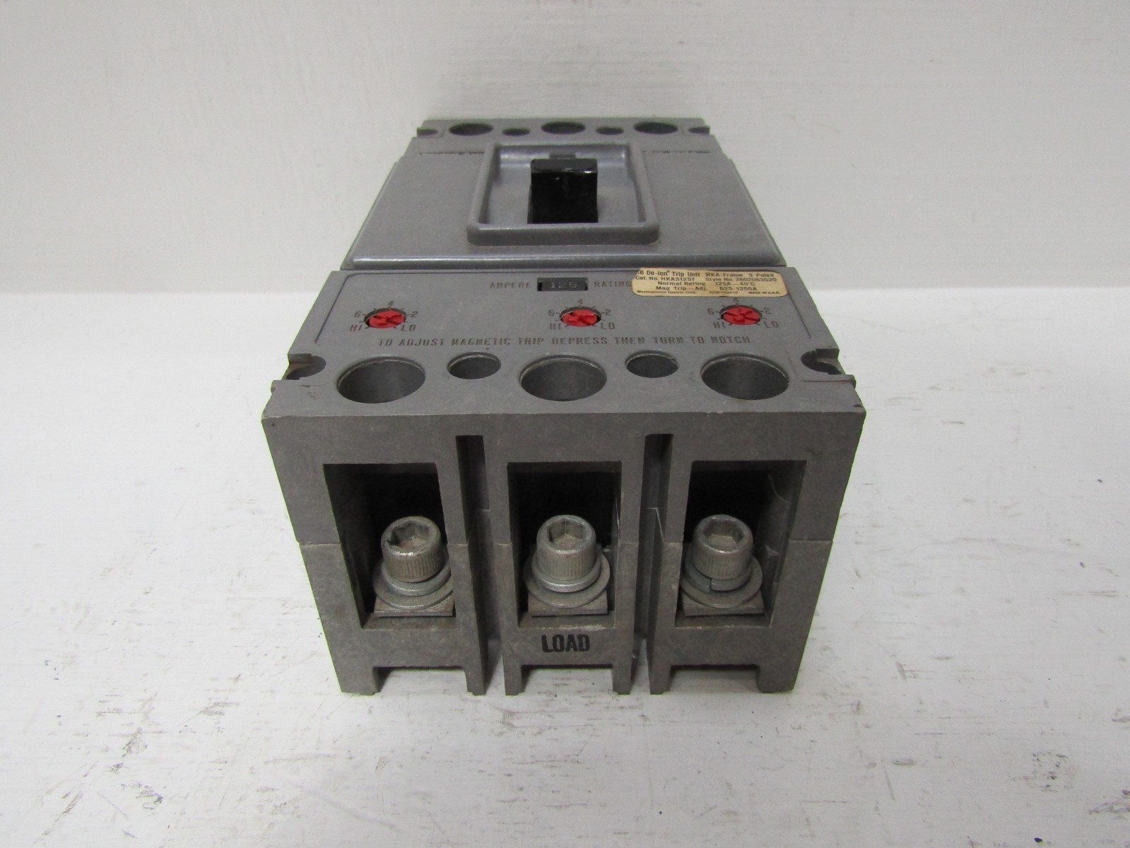 Westinghouse HKA3225F 125 Amp 600V 3-Pole HKA Circuit Breaker 125A Trip Unit