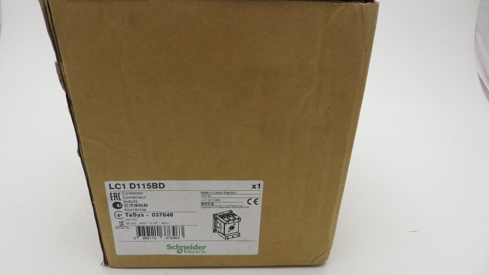 Schneider LC1 D115BD 3P 115A 24VDC Coil Contactor 75HP 460V