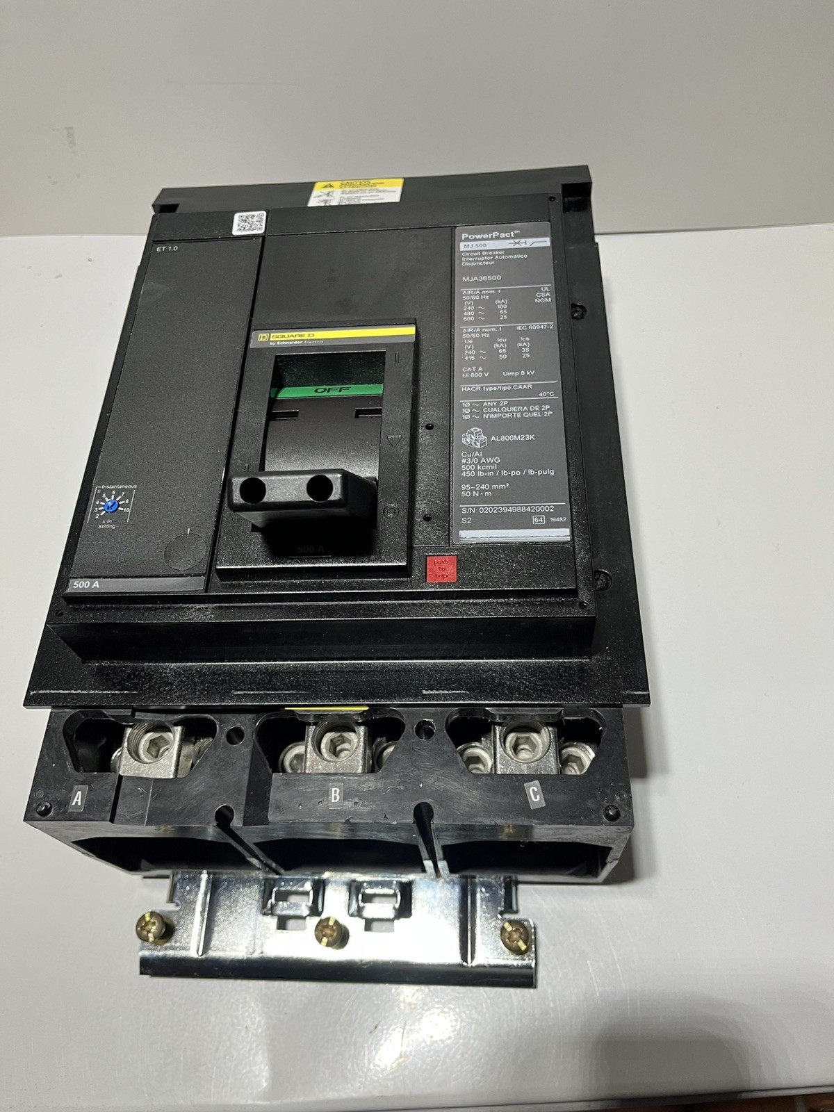 Schneider Electric MJA36500 Square D PowerPact MJ 500 Circuit Breaker