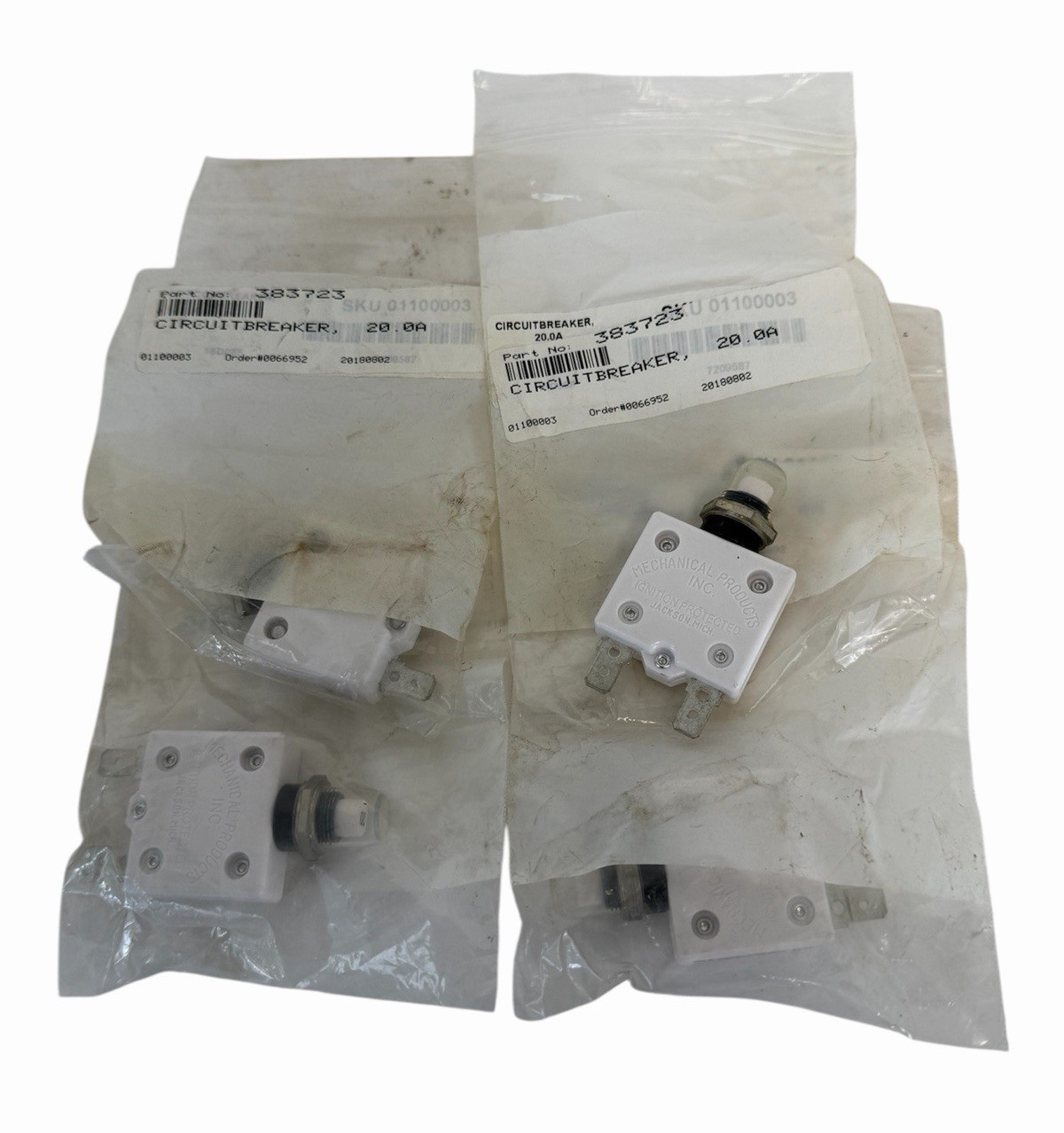 LOT OF 4 NEW MECHANICAL PRODUCTS INC. 1600-042-200 CIRCUIT BREAKERS 20A