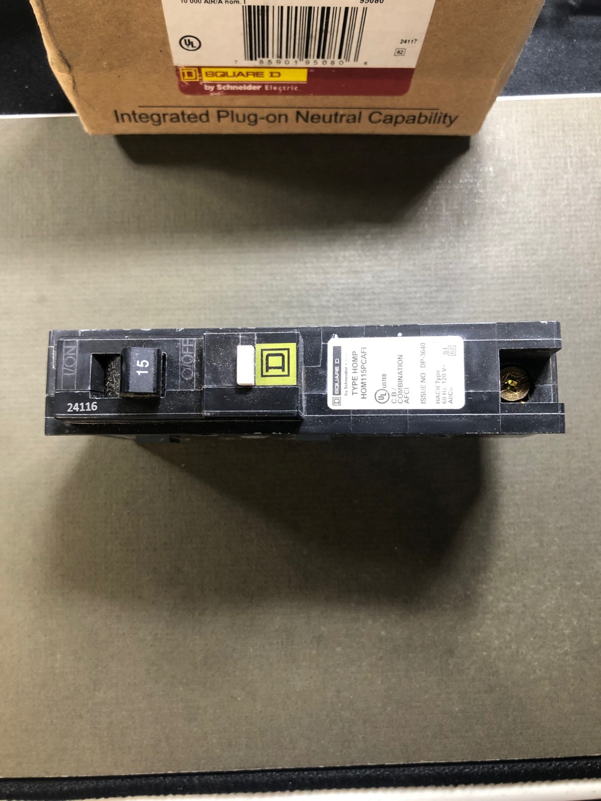 NEW! SQUARE D HOMELINE HOM115PCAFI 15A PLUG ON NEUTRAL AFCI Circuit Breaker