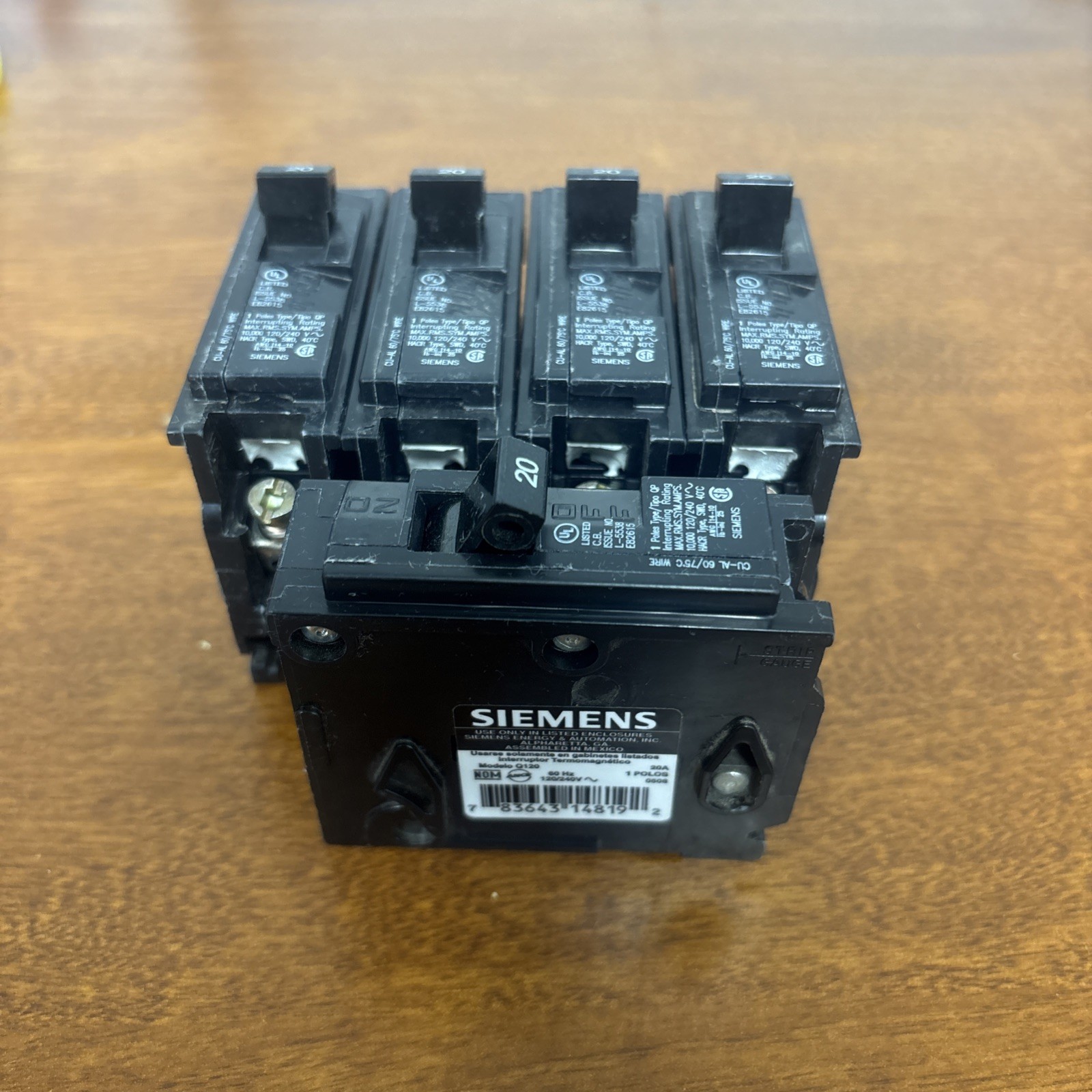 Siemens Q120 20 Amp Circuit Breakers Set of 5 Plug-in/snap In