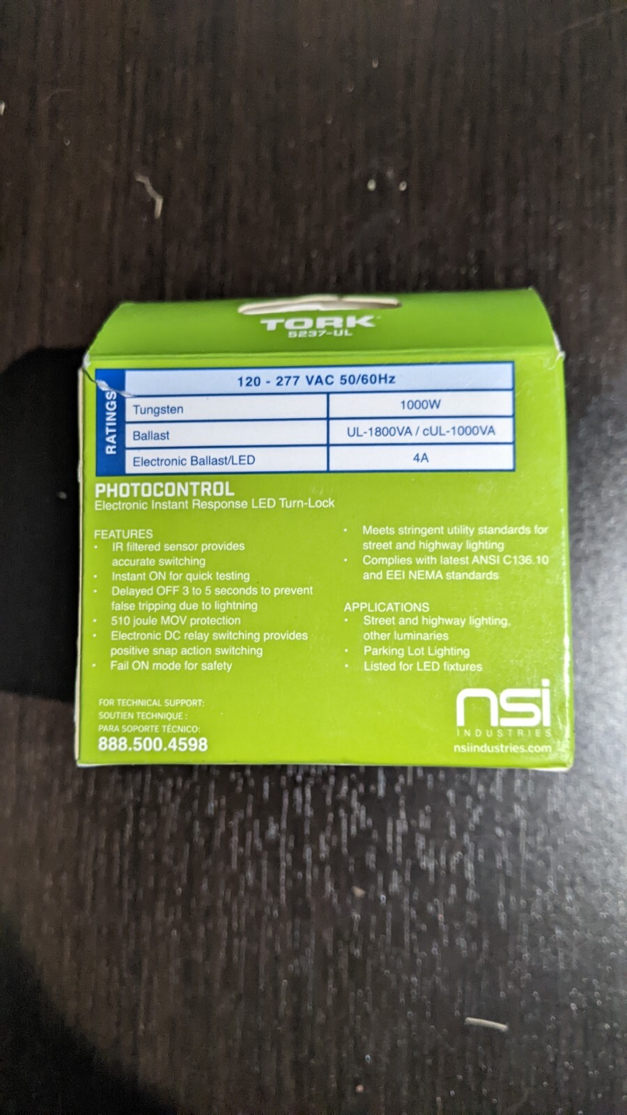 TORK 5237-UL 120-277VAC 4A instant response LED photocontrol (BRAND NEW)