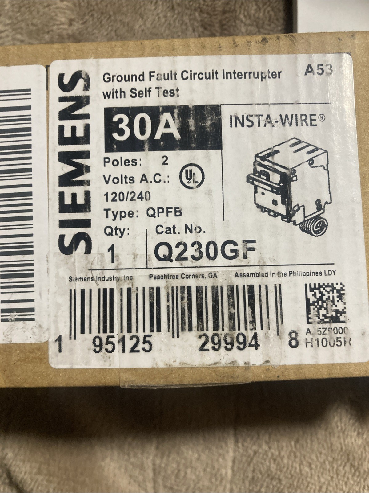 NEW Siemens Q230GF 30Amp 2 Pole GFCI Ground Fault Breaker 120/240 (NEW)