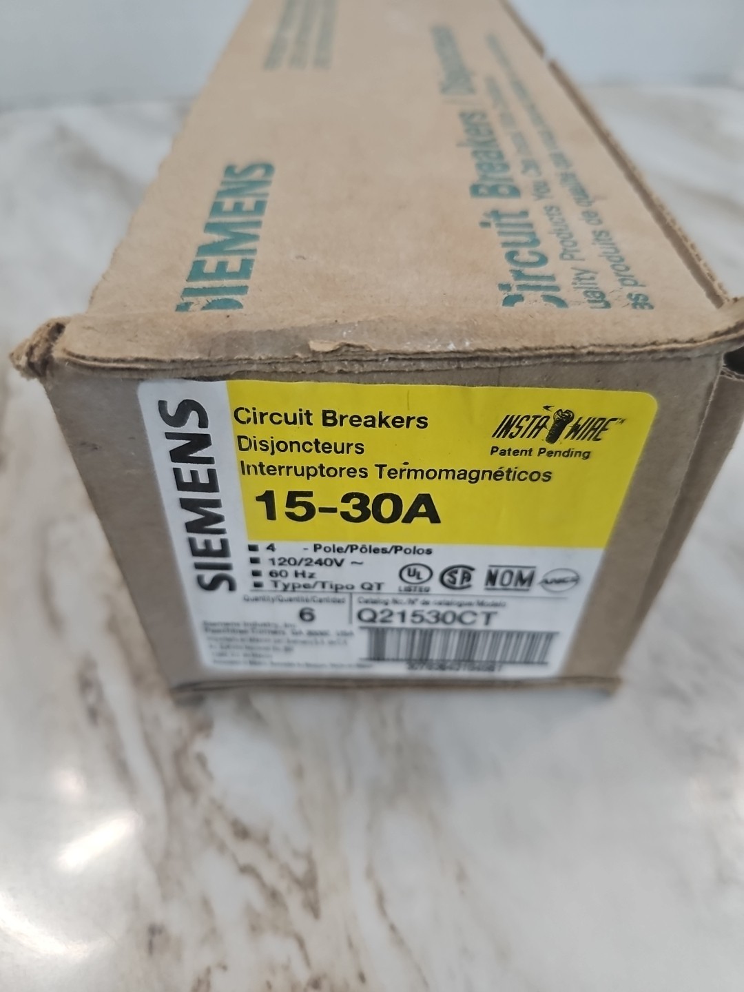 SIEMENS Q21530CT 30 Double Two 15-Amp Single Pole Circuit Breaker, Black