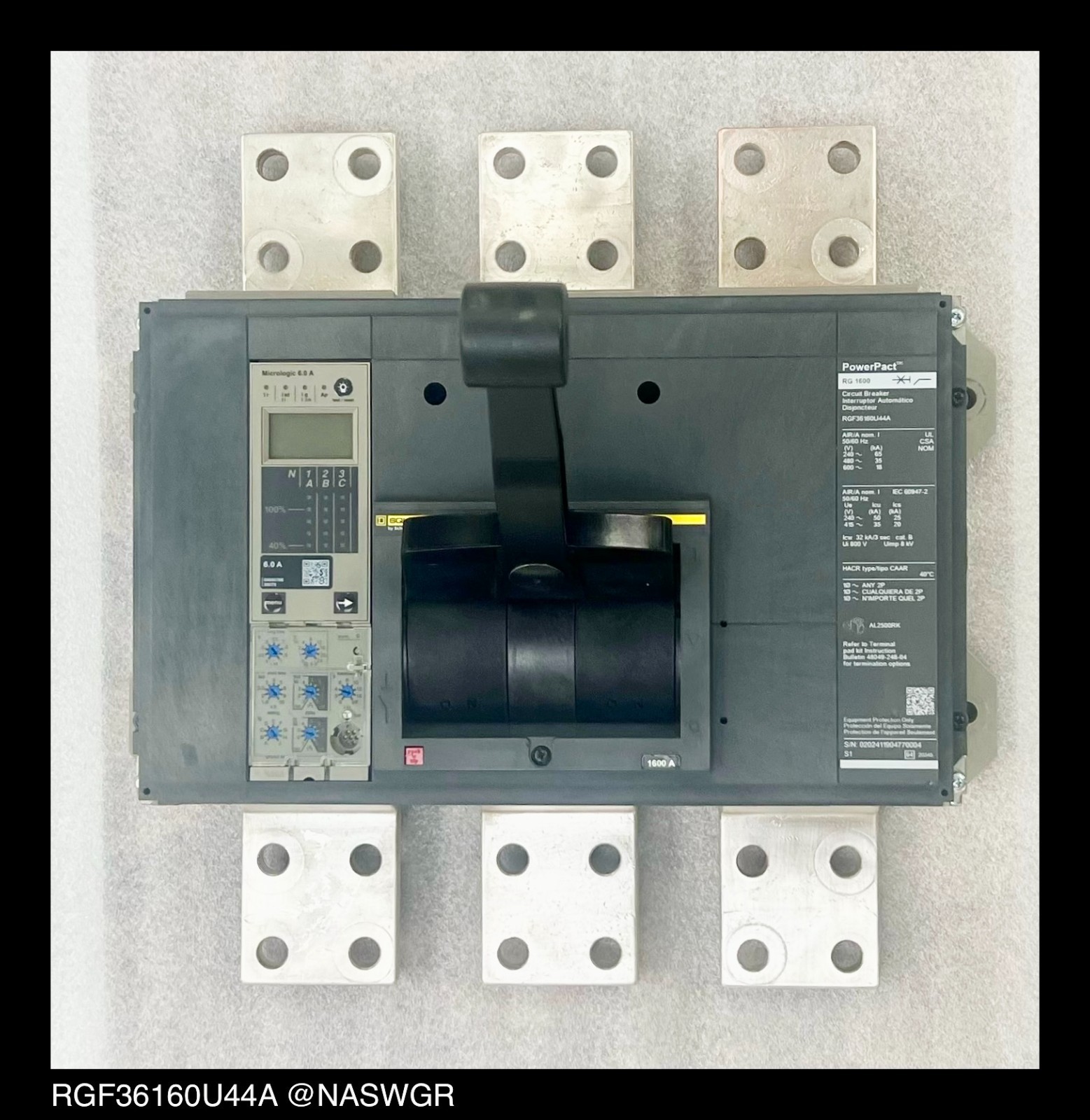 Square D PowerPact RG1600 Circuit Breaker – 1600 Amp – Tested/1Yr Warranty