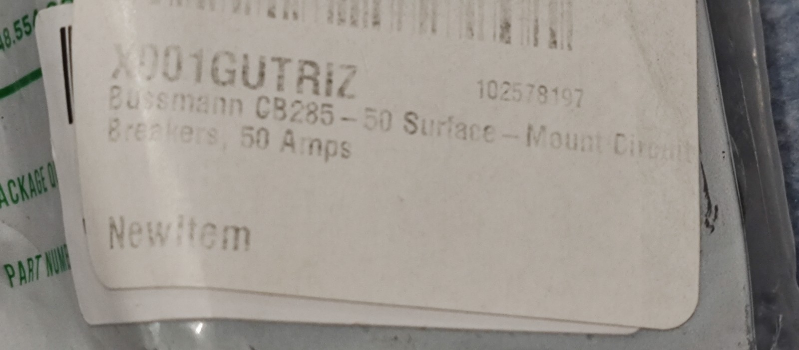 Bussmann CB285-50 Surface-Mount Circuit Breakers, 50 Amps (1 per pack)