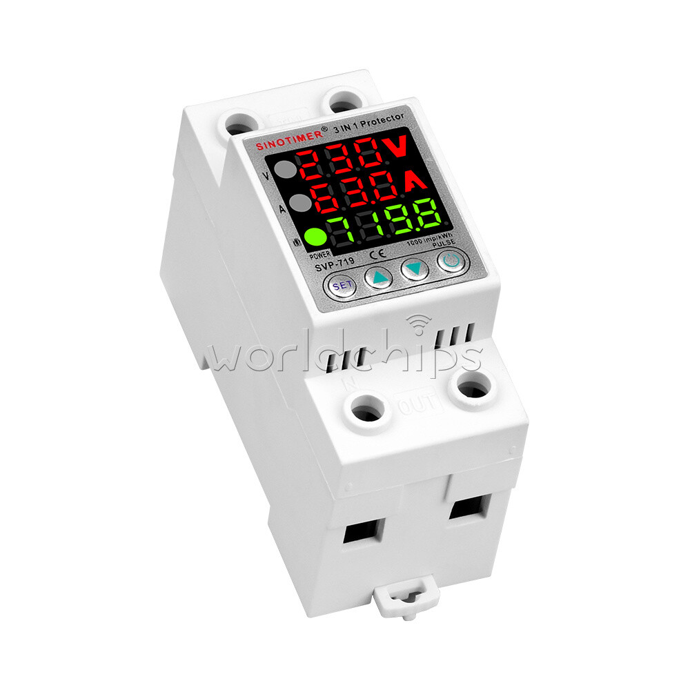 63A 230V 3 In 1 Din Rail Adjustable Over And Under Voltage Protective Device New